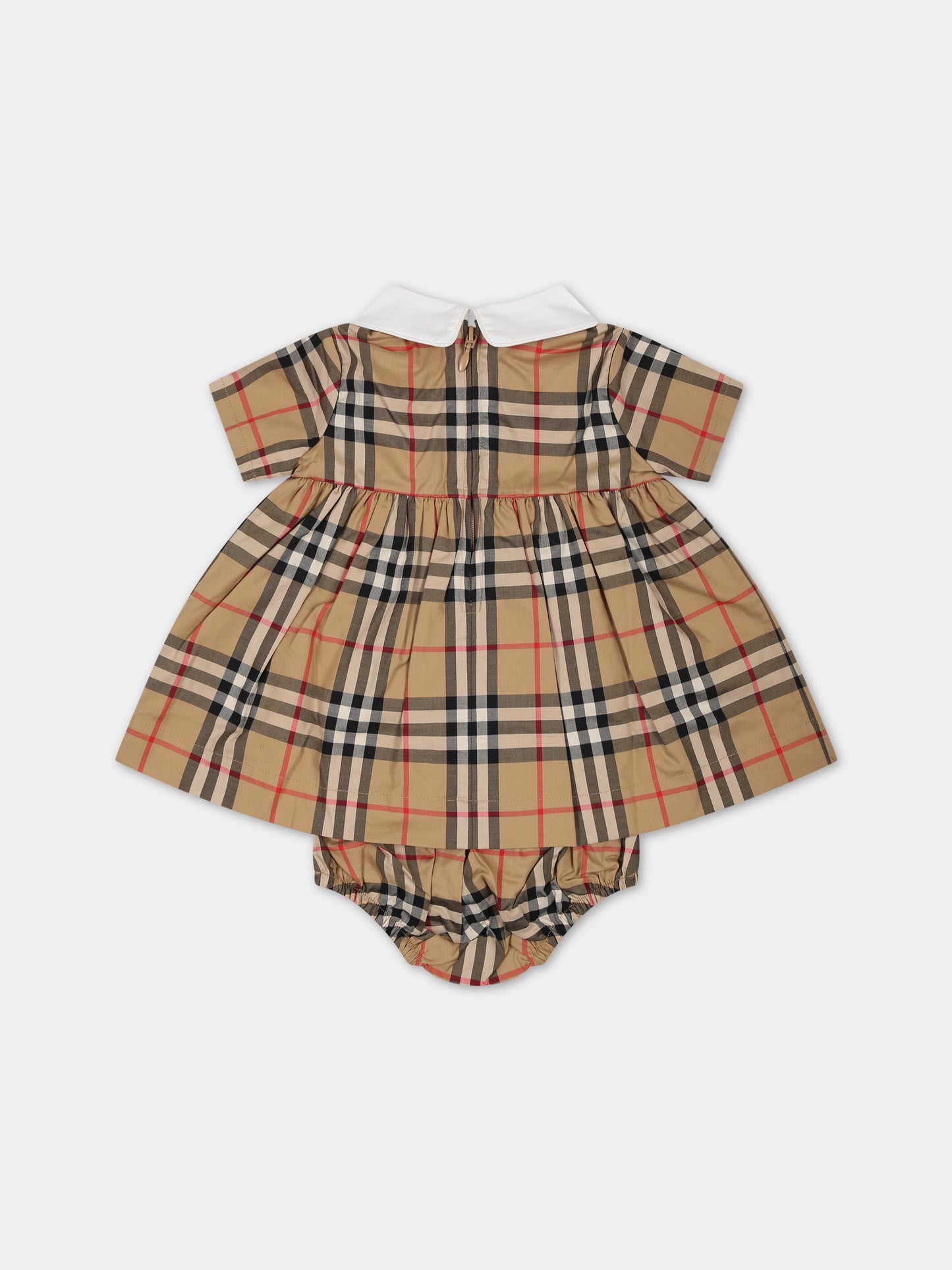 Vestito beige per neonata con iconico check vintage,Burberry Kids,8069152