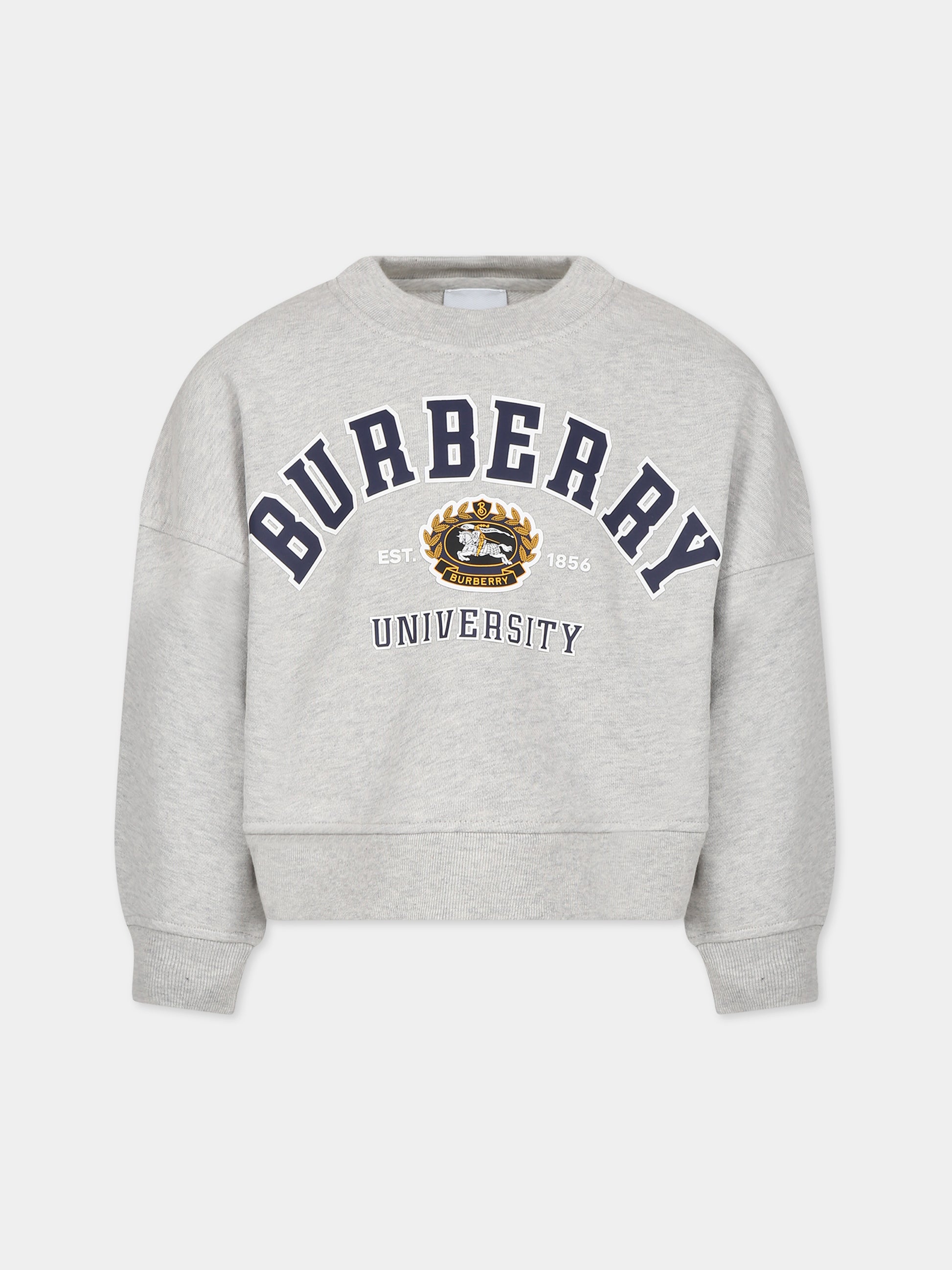 Felpa grigia per bambini con logo e stampa,Burberry Kids,8068596