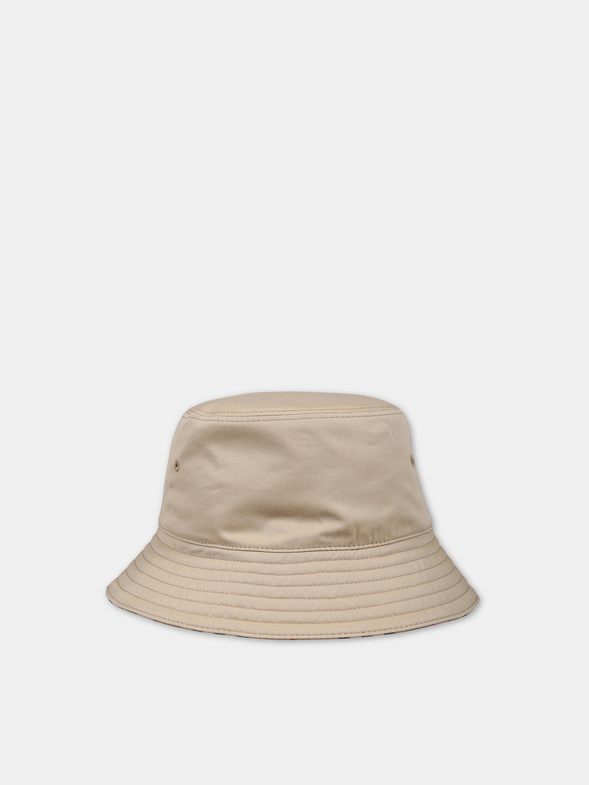 Cloche reversibile beige per bambini con iconico check vintage,Burberry Kids,8070043