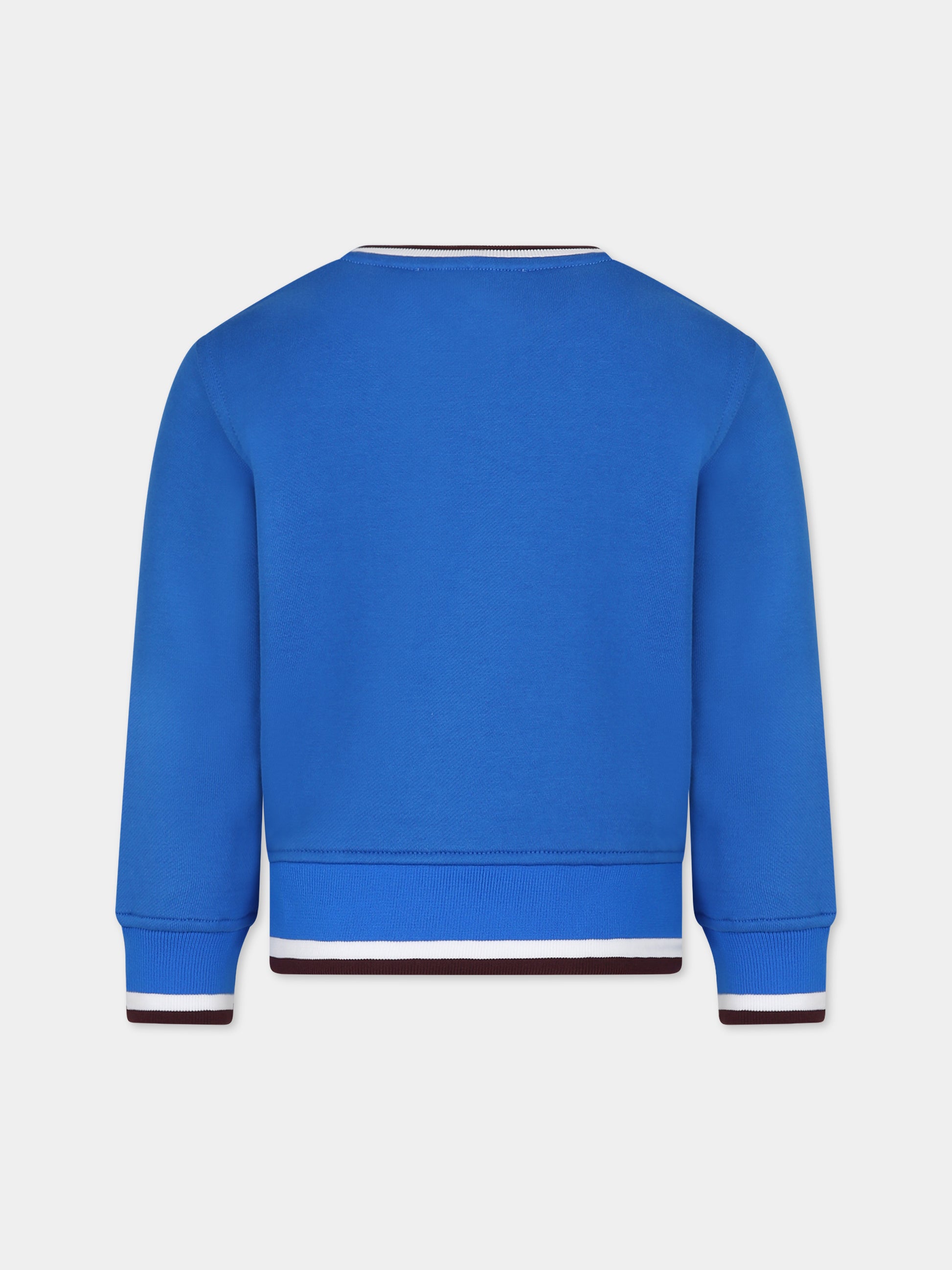 Felpa azzurra per bambino con logo e stampa,Burberry Kids,8069184