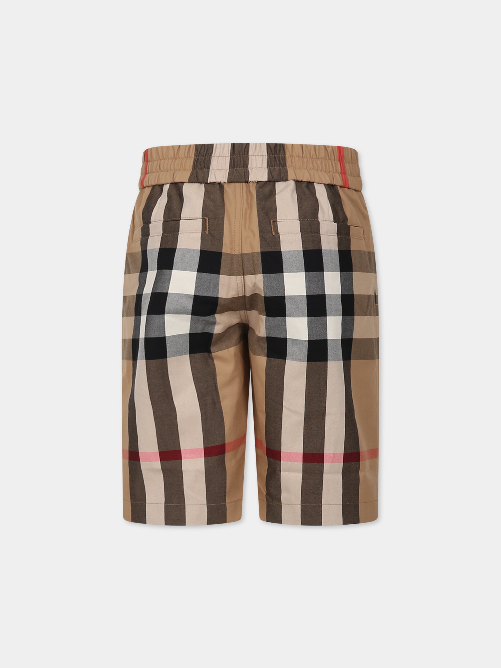 Shorts beige per bambino con iconico check vintage,Burberry Kids,8068679
