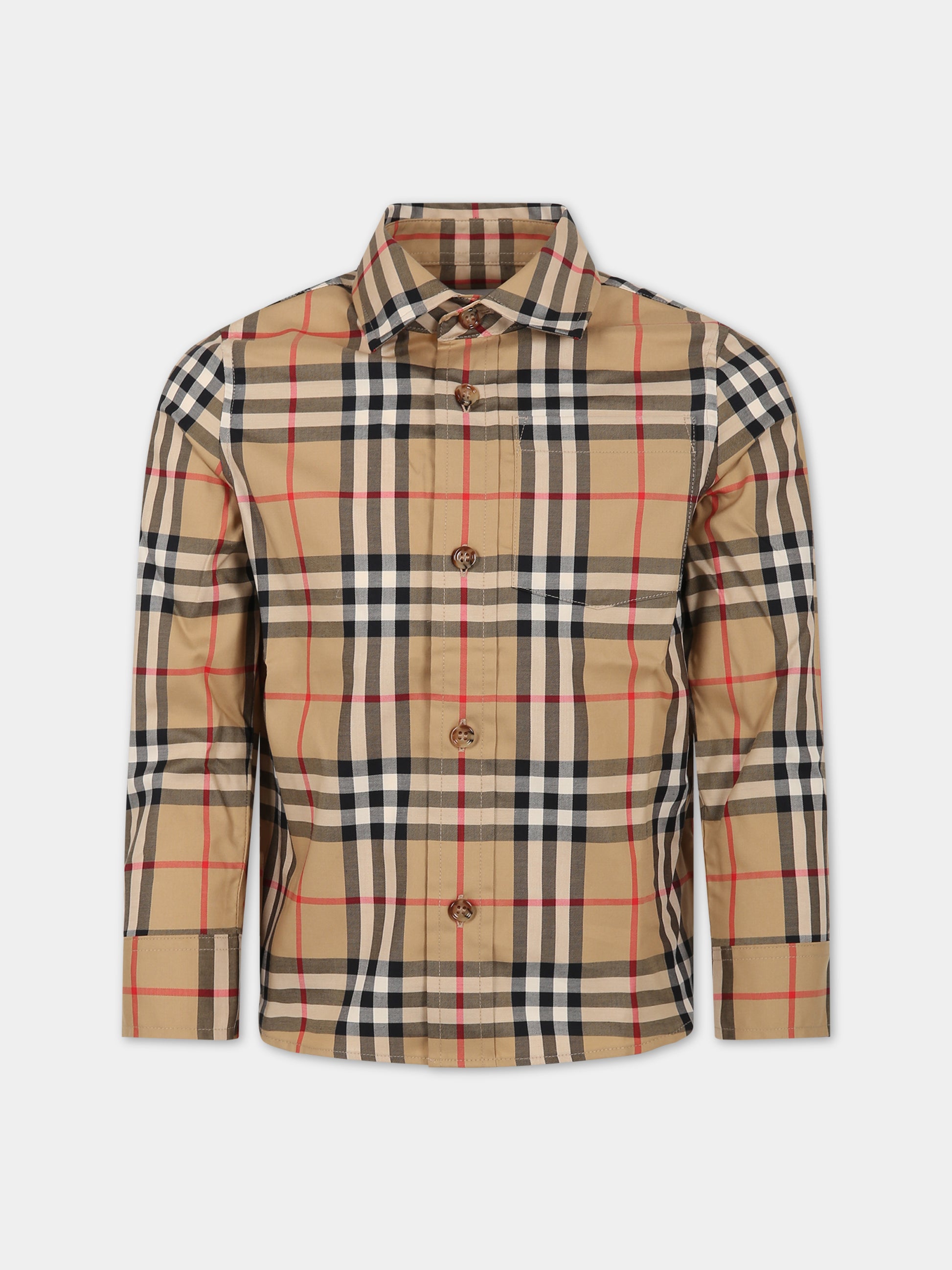 Camicia beige per bambino con iconico check vintage,Burberry Kids,8059637