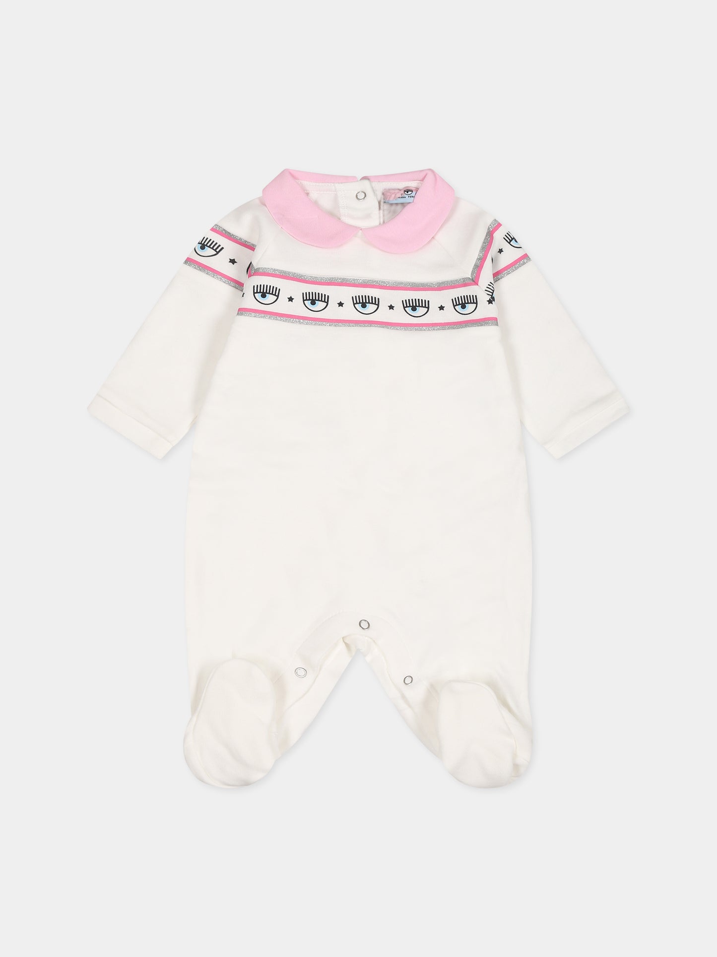 Tutina bianca per neonata con eyestar,Chiara Ferragni Collection,55B200 2004 0001