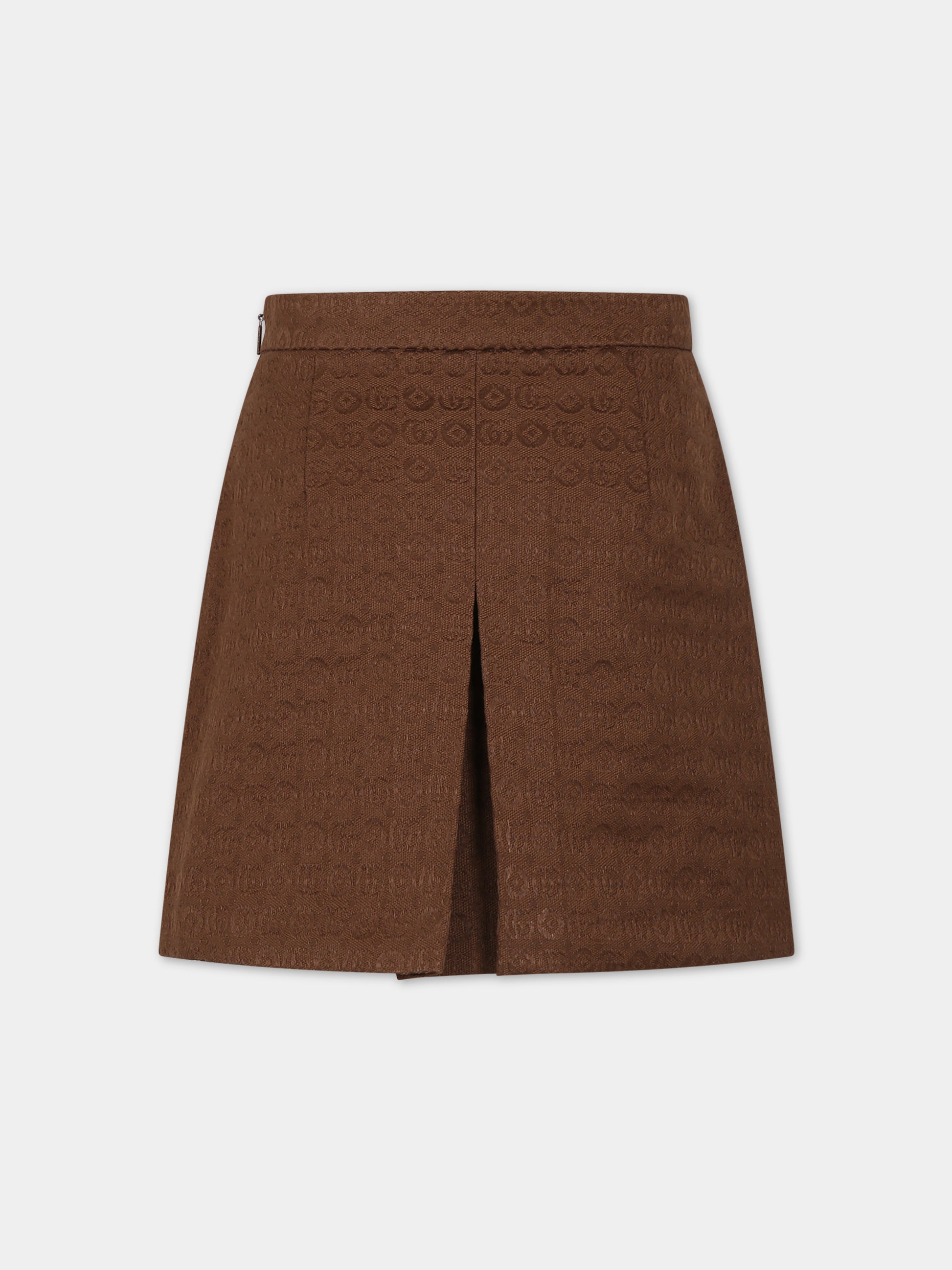 Gonna marrone per bambina con doppia G,Gucci Kids,749149 XWAX4 2100