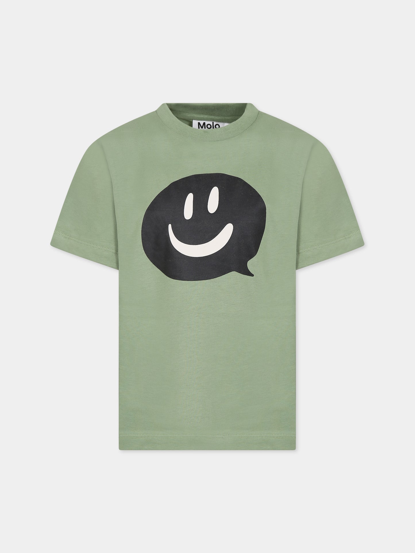 T-shirt verde per bambini con smile,Molo,1W23A203 8756