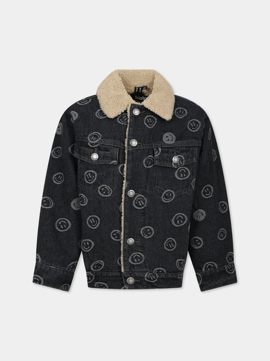 Giubbotto nero per bambini con smile,Molo,5W23M327 8811