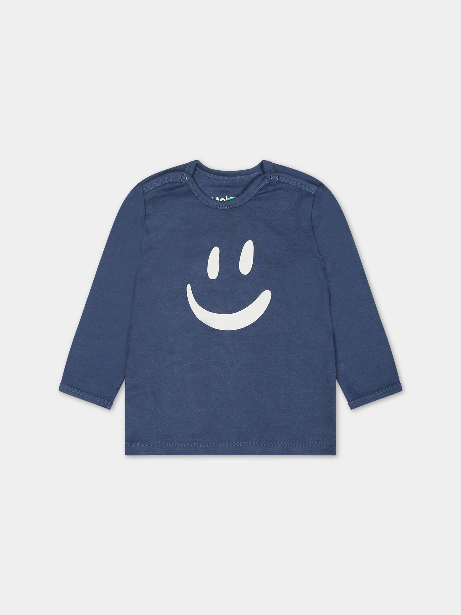 T-shirt blu per neonati con smile,Molo,6W23A406 8806