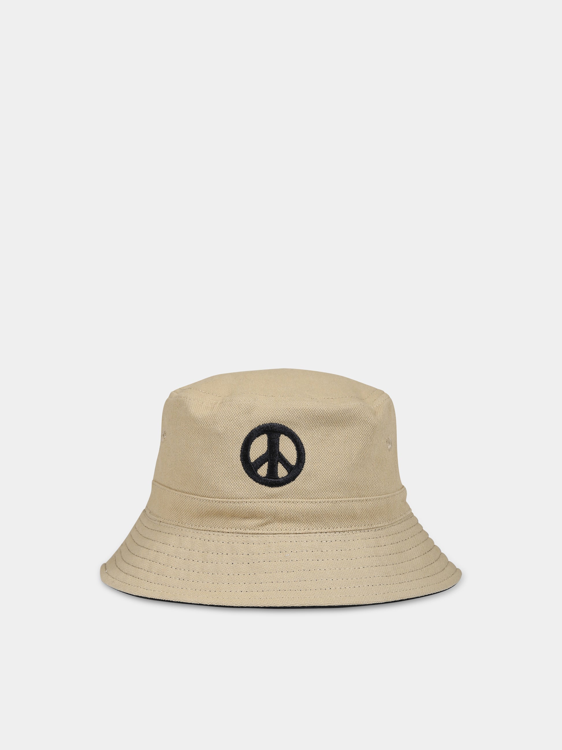 Cloche beige reversibile per bambini con simbolo dellla pace,Molo,7W23T302 8838