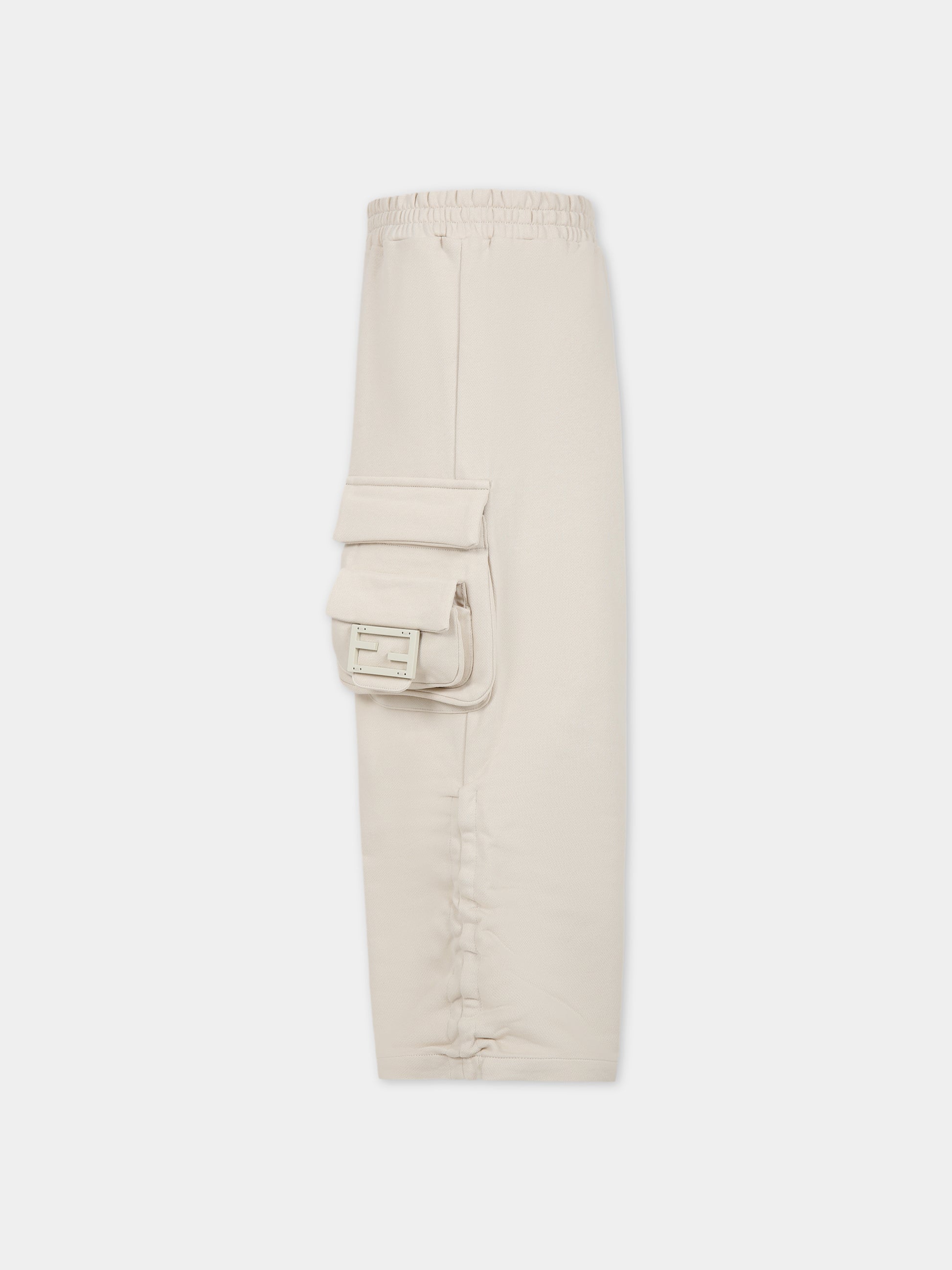 Pantaloni beige per bambina con doppia F,Fendi Kids,JFF302 5V0 F1B2Y