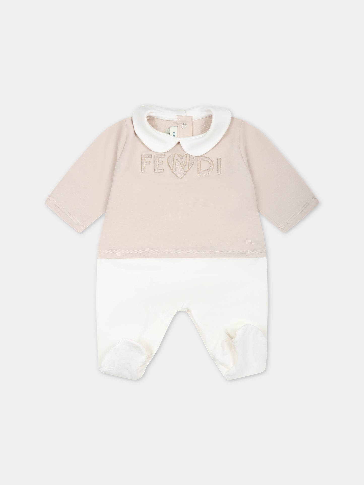 Set beige per neonati con logo,Fendi Kids,BUK103 8RA F19J5