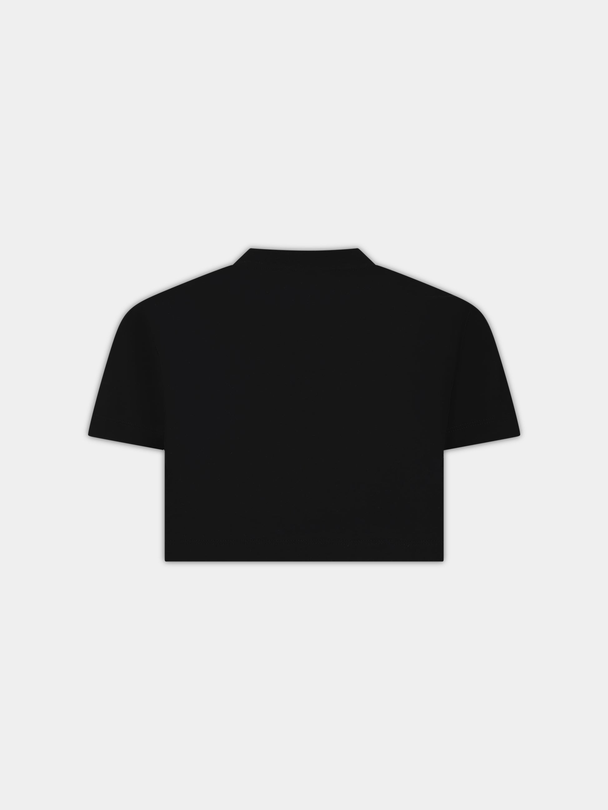 T-shirt nera per bambina con logo,Fendi Kids,JFI276 7AJ F1L13