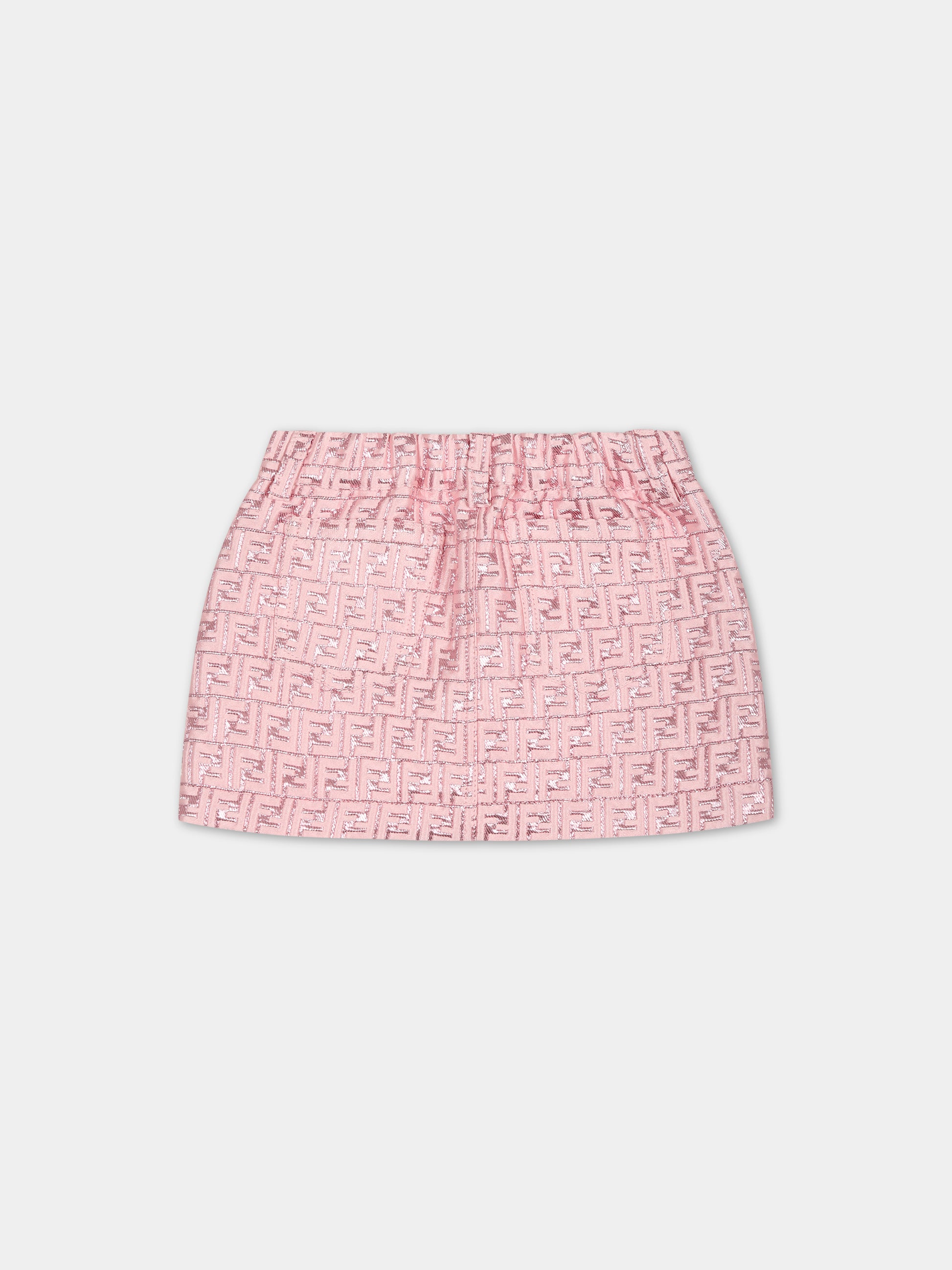 Gonna rosa per neonata con iconica doppia F,Fendi Kids,BFE030 AMJ4 F0U0J