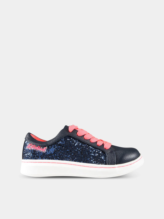 Sneakers blu per bambina con patch logato,Billieblush,U19279 85T