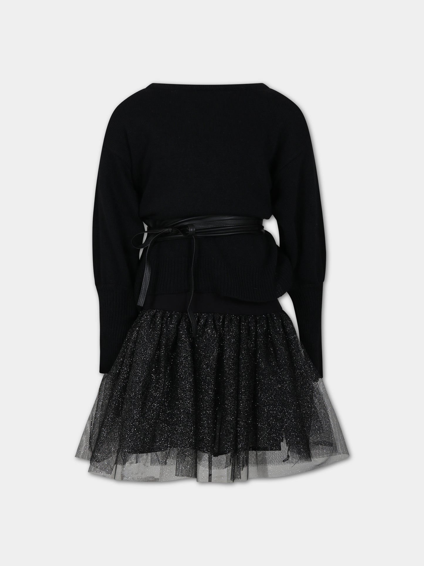 Vestito nero per bambina,Monnalisa,41B904 2907 5075