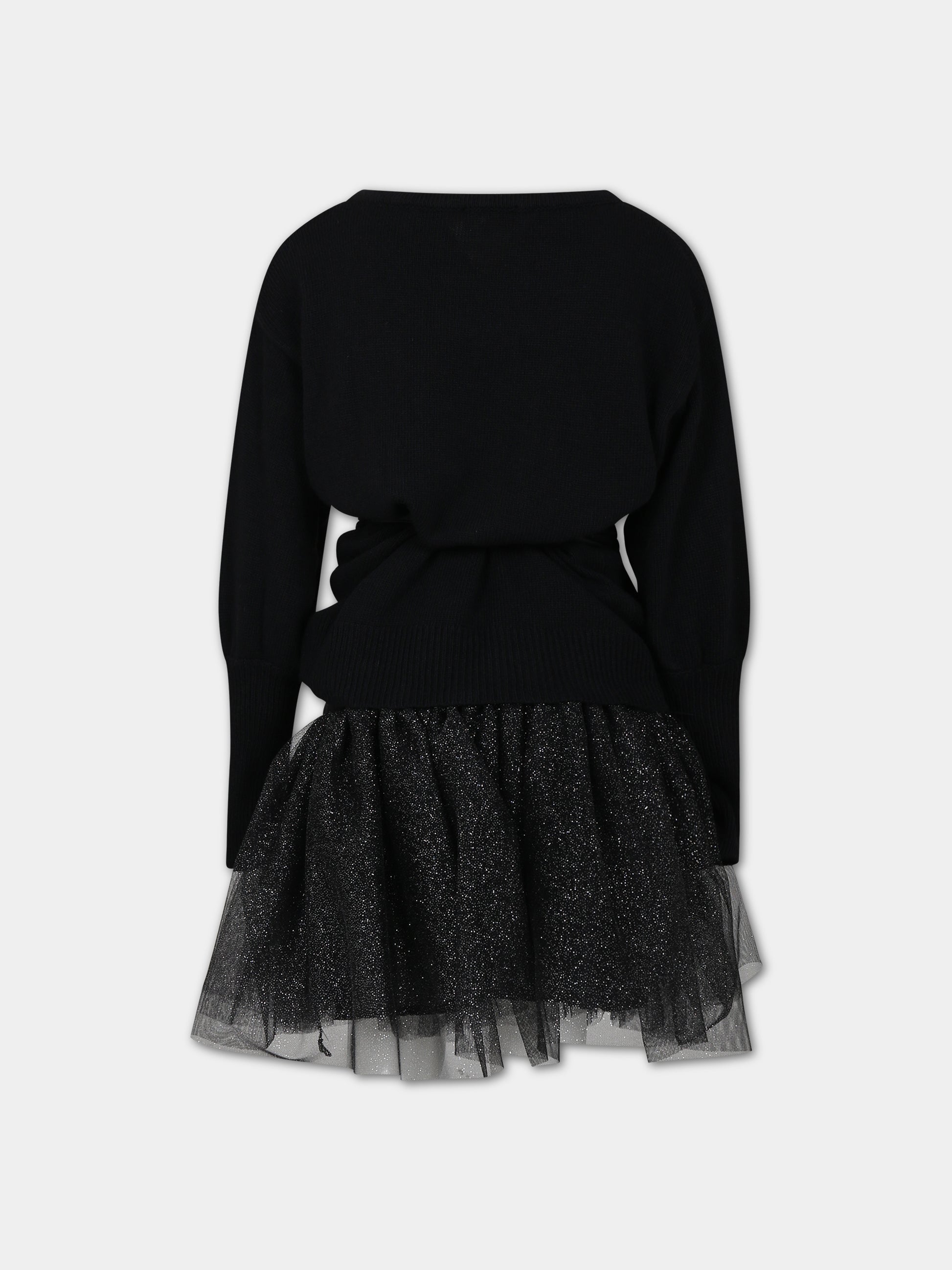 Vestito nero per bambina,Monnalisa,41B904 2907 5075