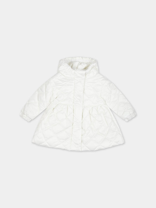 Piumino bianco per neonata con logo,Monnalisa,37B101 2409 0001