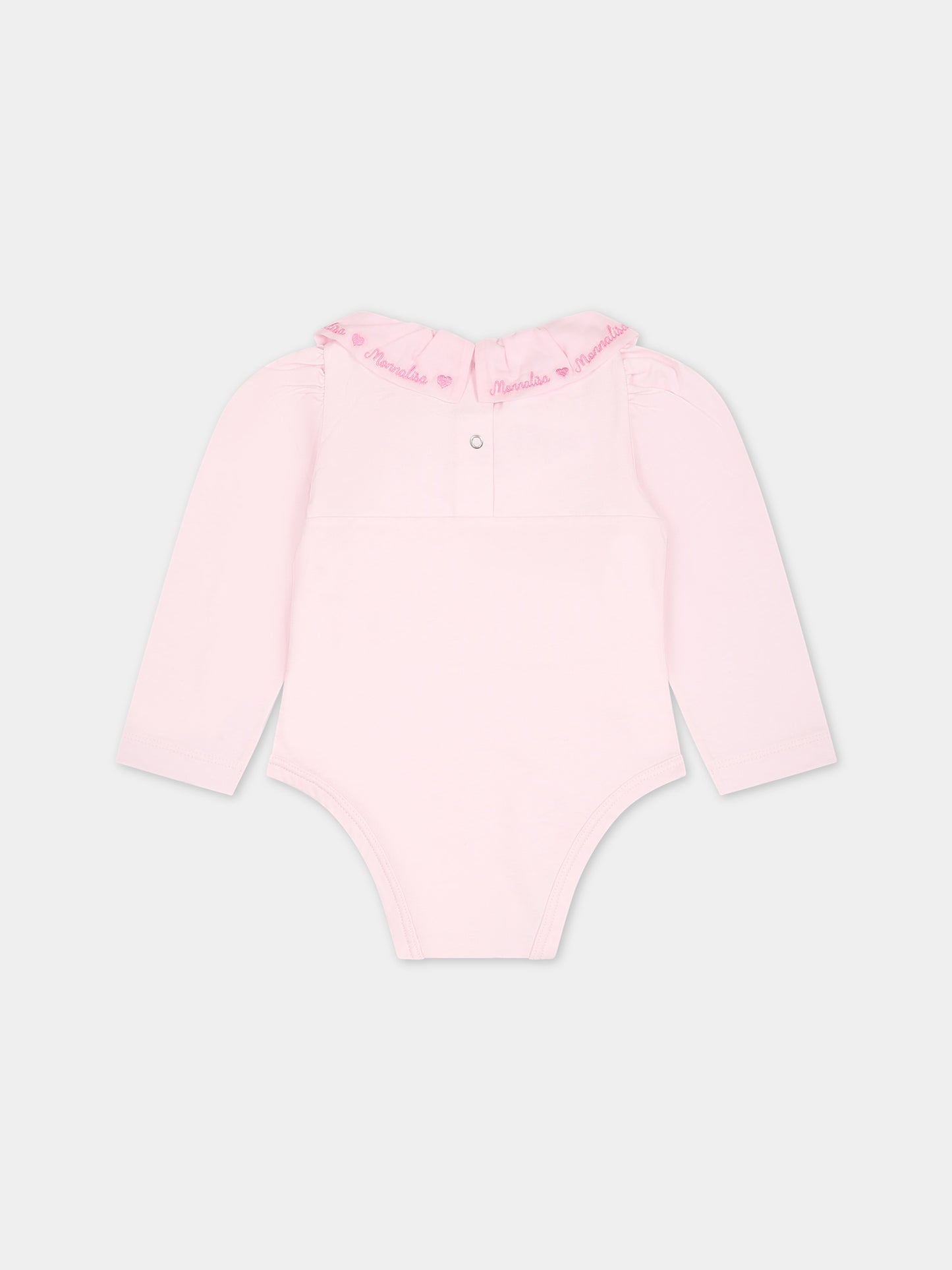 Body rosa per neonata con logo,Monnalisa,37B300 2000 0091