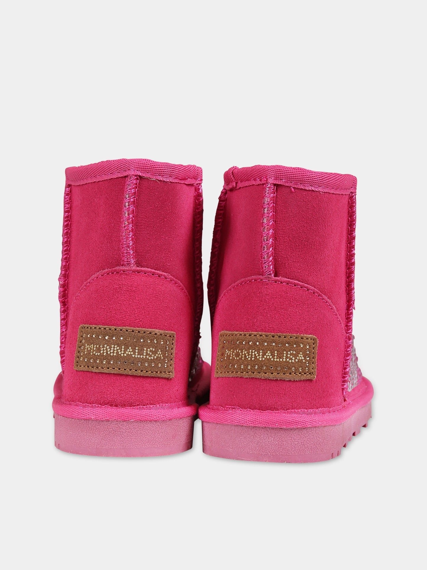 Stivali fucsia per bambina con logo,Monnalisa,8CB000 2700 0048