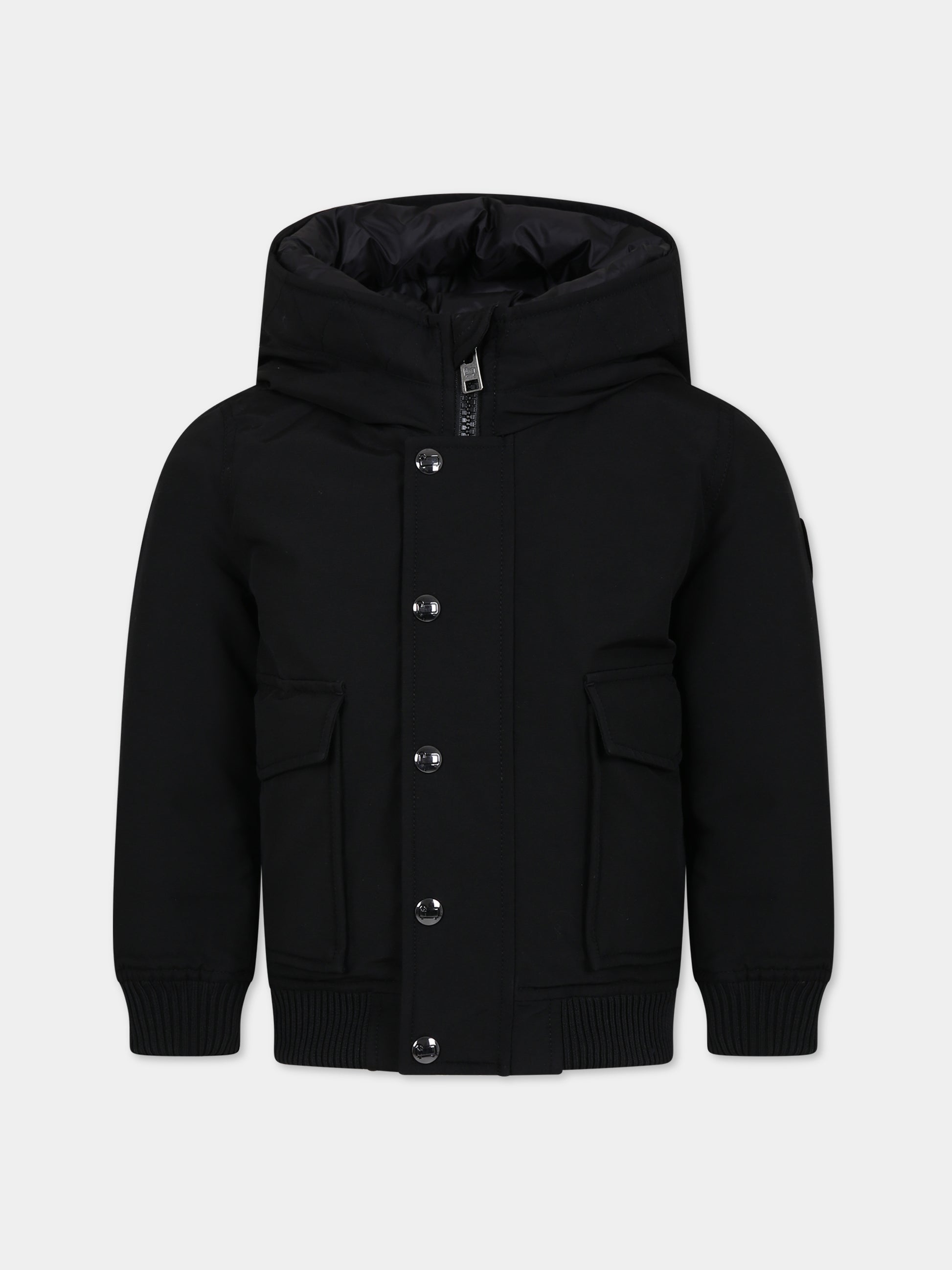 Piumino nero per bambino con logo,Woolrich Kids,CFWKOU0398MRUT0641 BLK