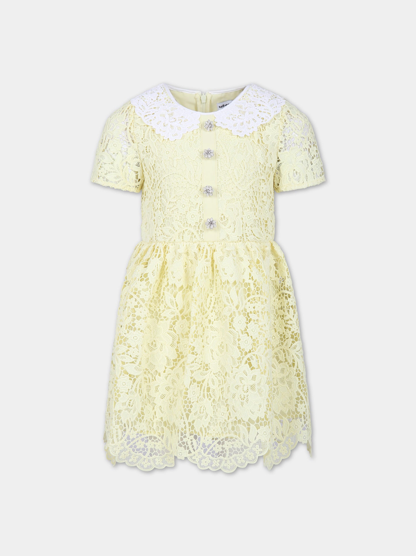 Vestito giallo per bambina con fiori,Self Portrait,PF23 730S Y