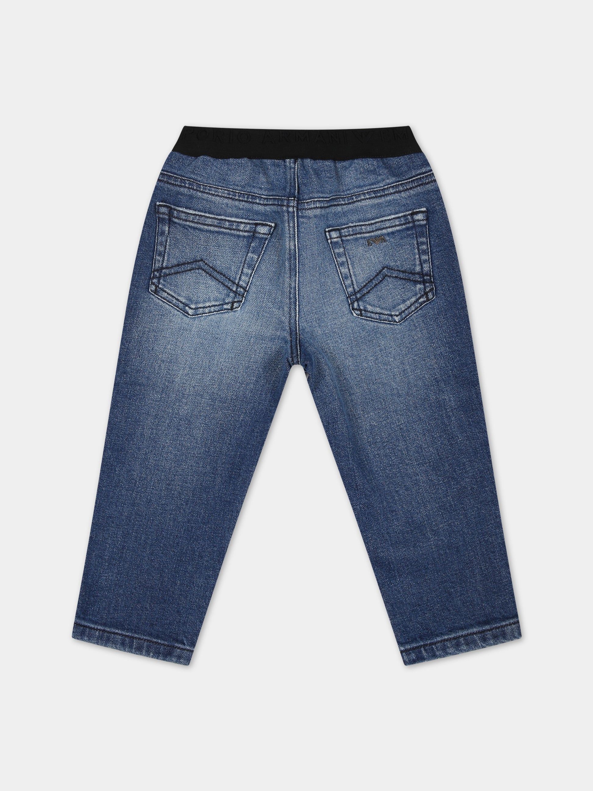Jeans blu per neonato con logo,Armani Junior,6RHJ07 4D3UZ 0944