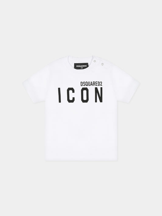 T-shirt bianca per neonato con logo,Dsquared2,DQ0623 D00MV DQ100