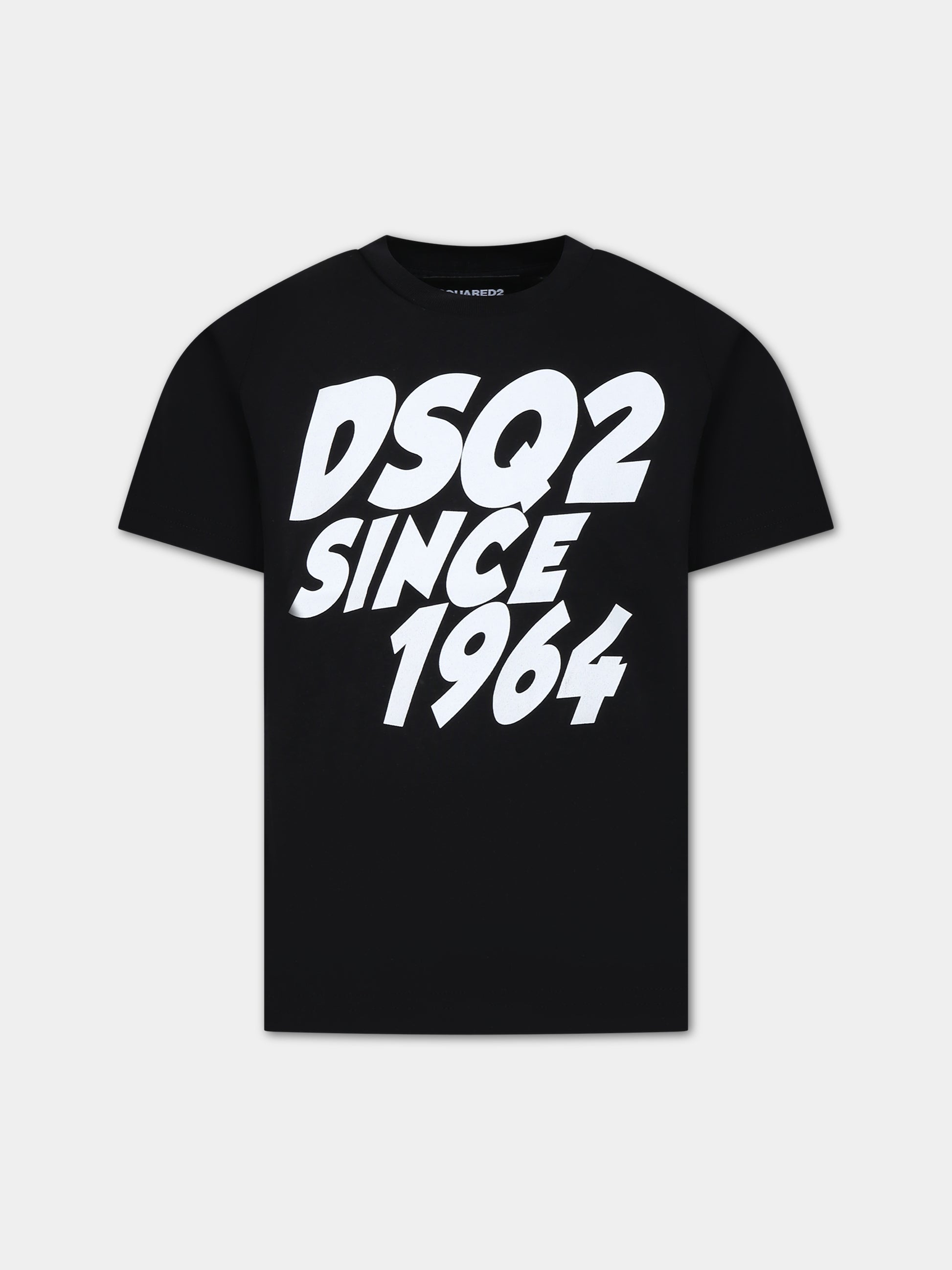 T-shirt nera per bambino con logo,Dsquared2,DQ1976 D00MV DQ900
