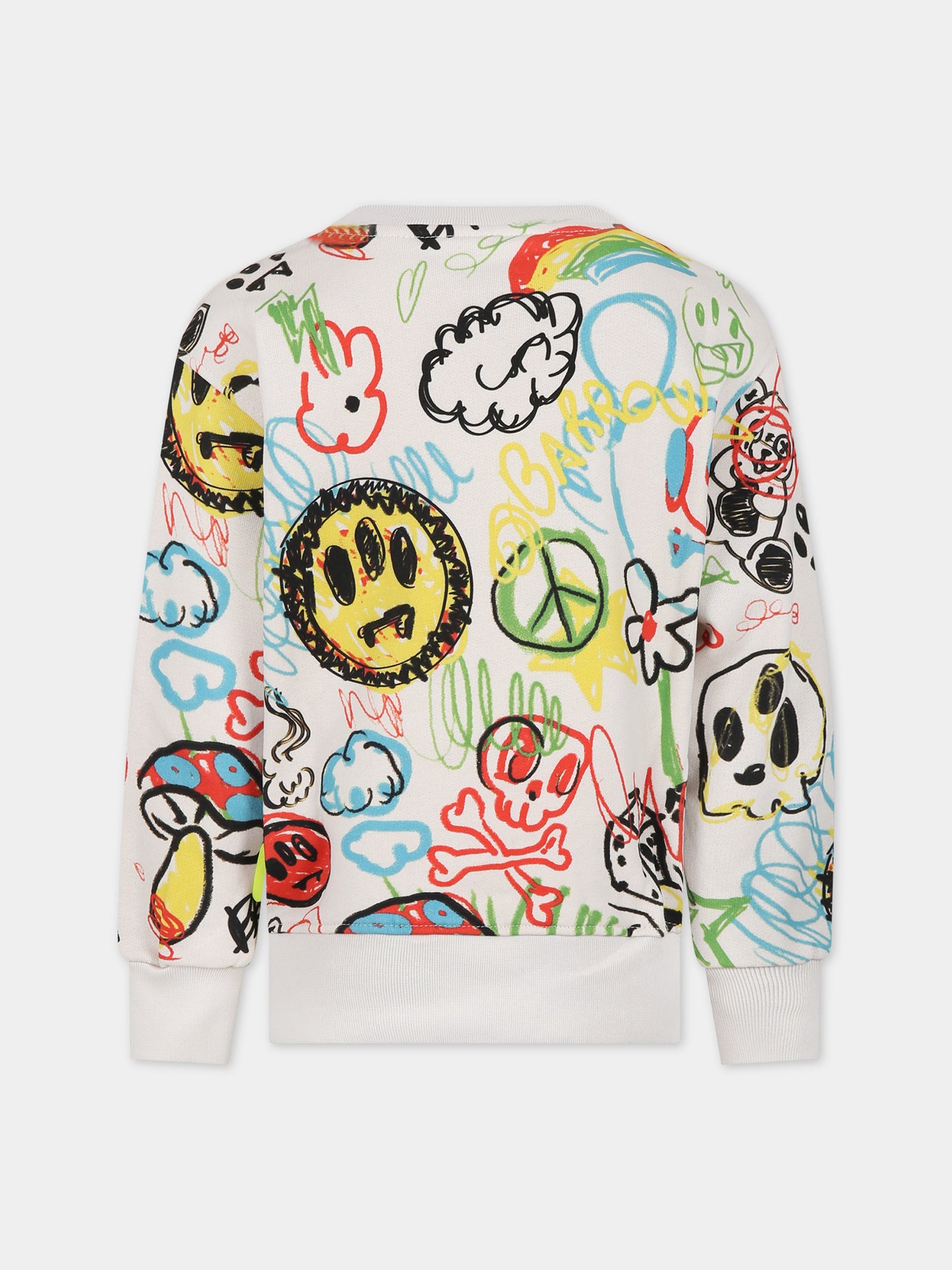 Felpa avorio per bambini con logo e stampa,Barrow,F3BKJUSW007 BW009