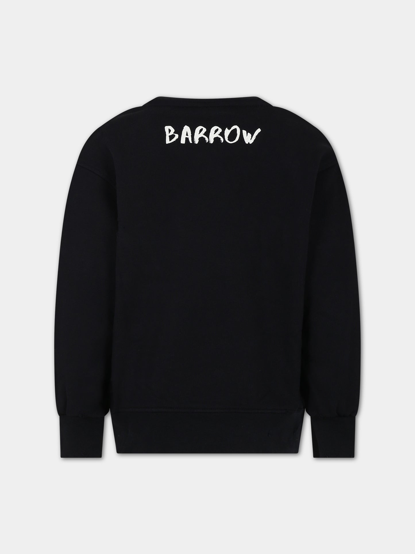 Felpa nera per bambini con logo e stampa,Barrow,F3BKJUSW022 110