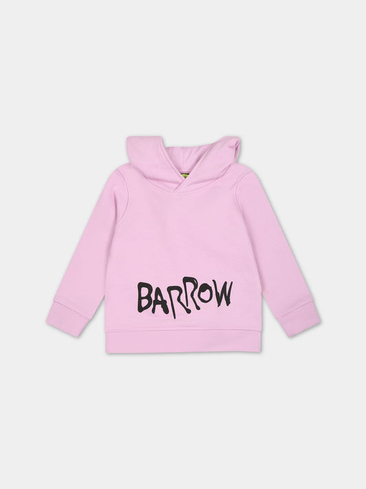 Felpa rosa per neonata con logo e stampa,Barrow,F3BKUNHS131 BW014