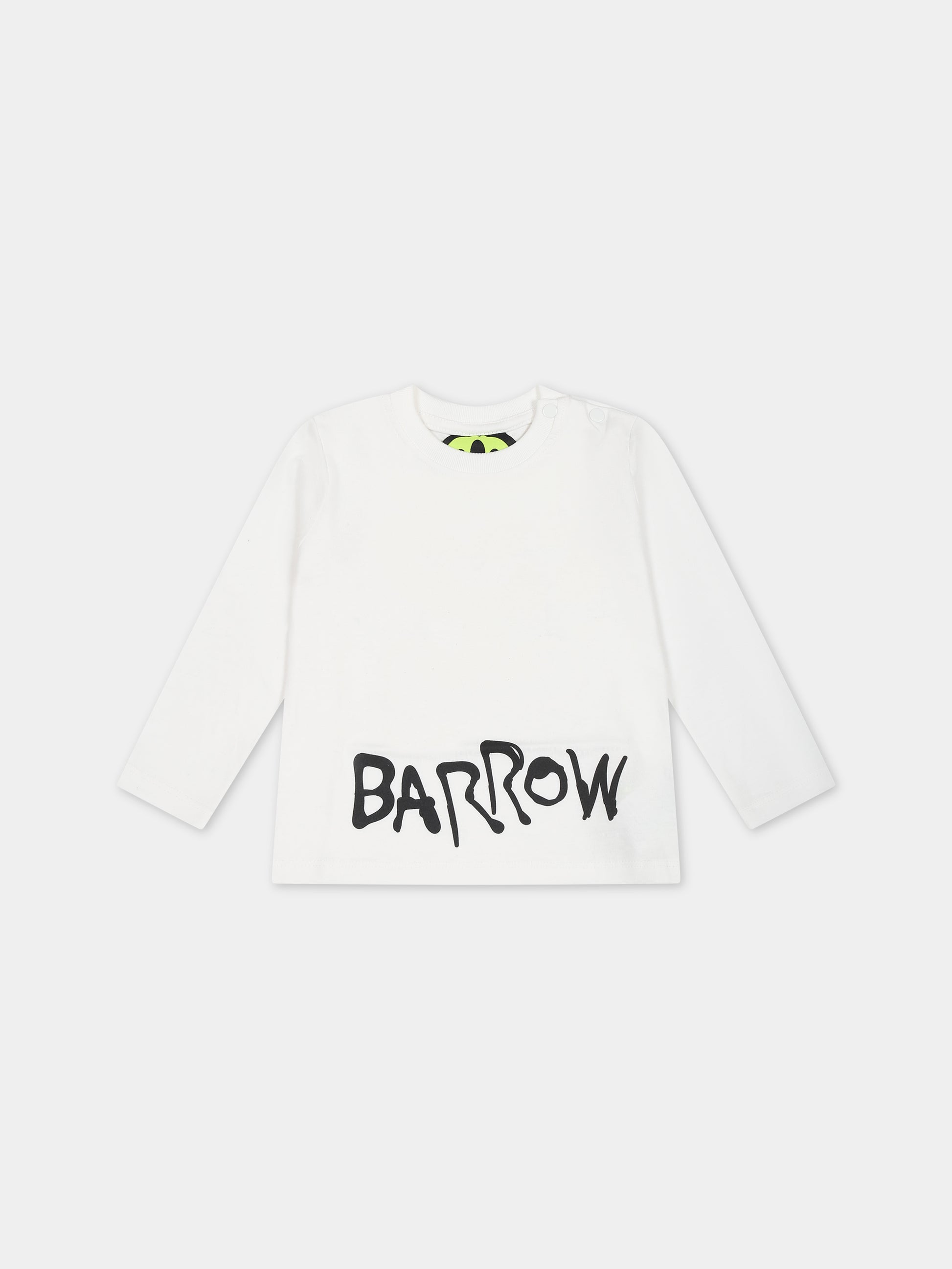 T-shirt bianca per neonati con logo e orsetto,Barrow,F3BKUNTH132 002