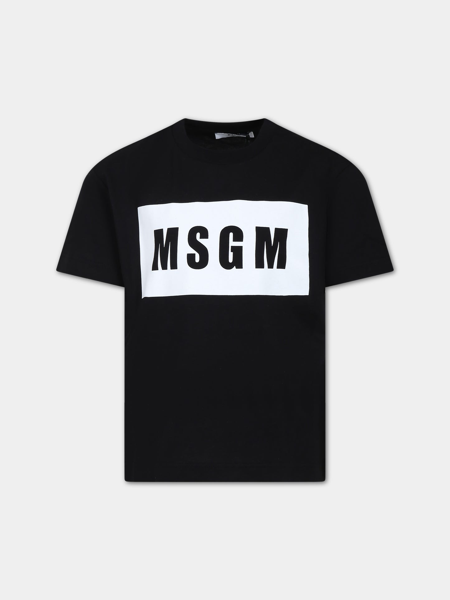 T-shirt nera per bambini con logo,Msgm Kids,F3MSJUTH009 110