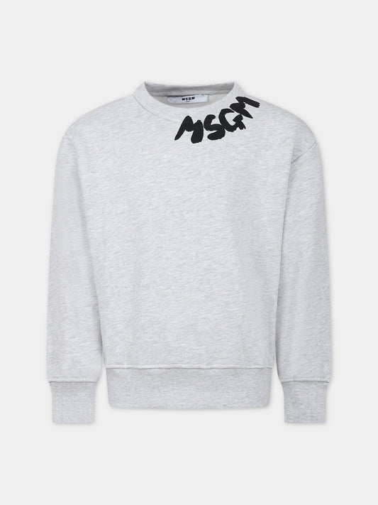Felpa grigia per bambini con logo,Msgm Kids,F3MSJUSW204 107