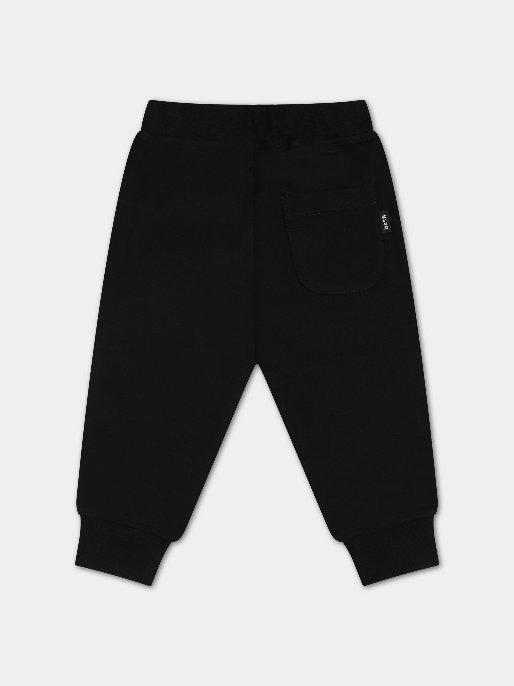 Pantaloni neri per neonata con logo,Msgm Kids,F3MSUNFP042 110/02