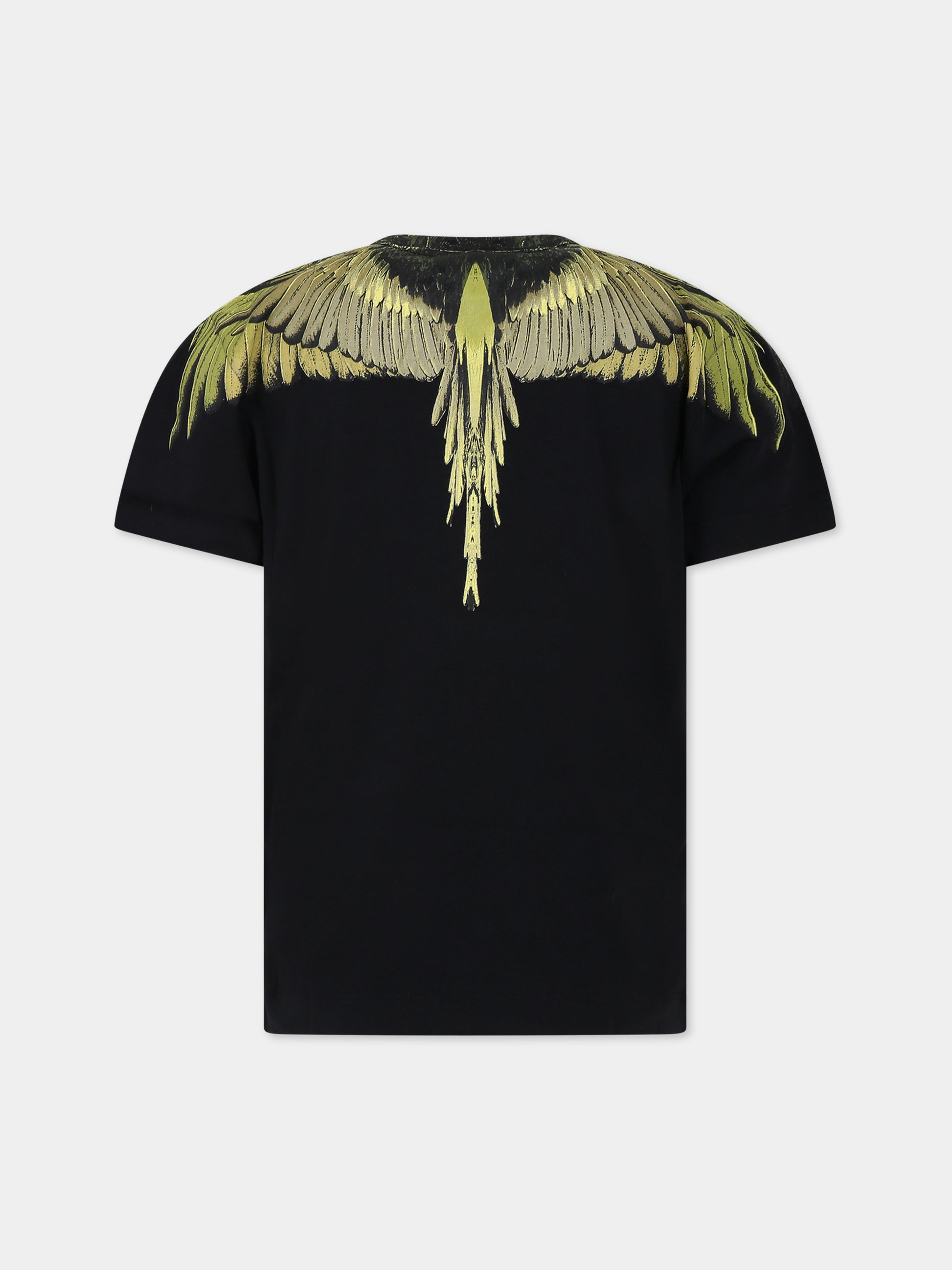 T-shirt nera per bambino con ali,Marcelo Burlon Kids,CBAA001F23JER0011014