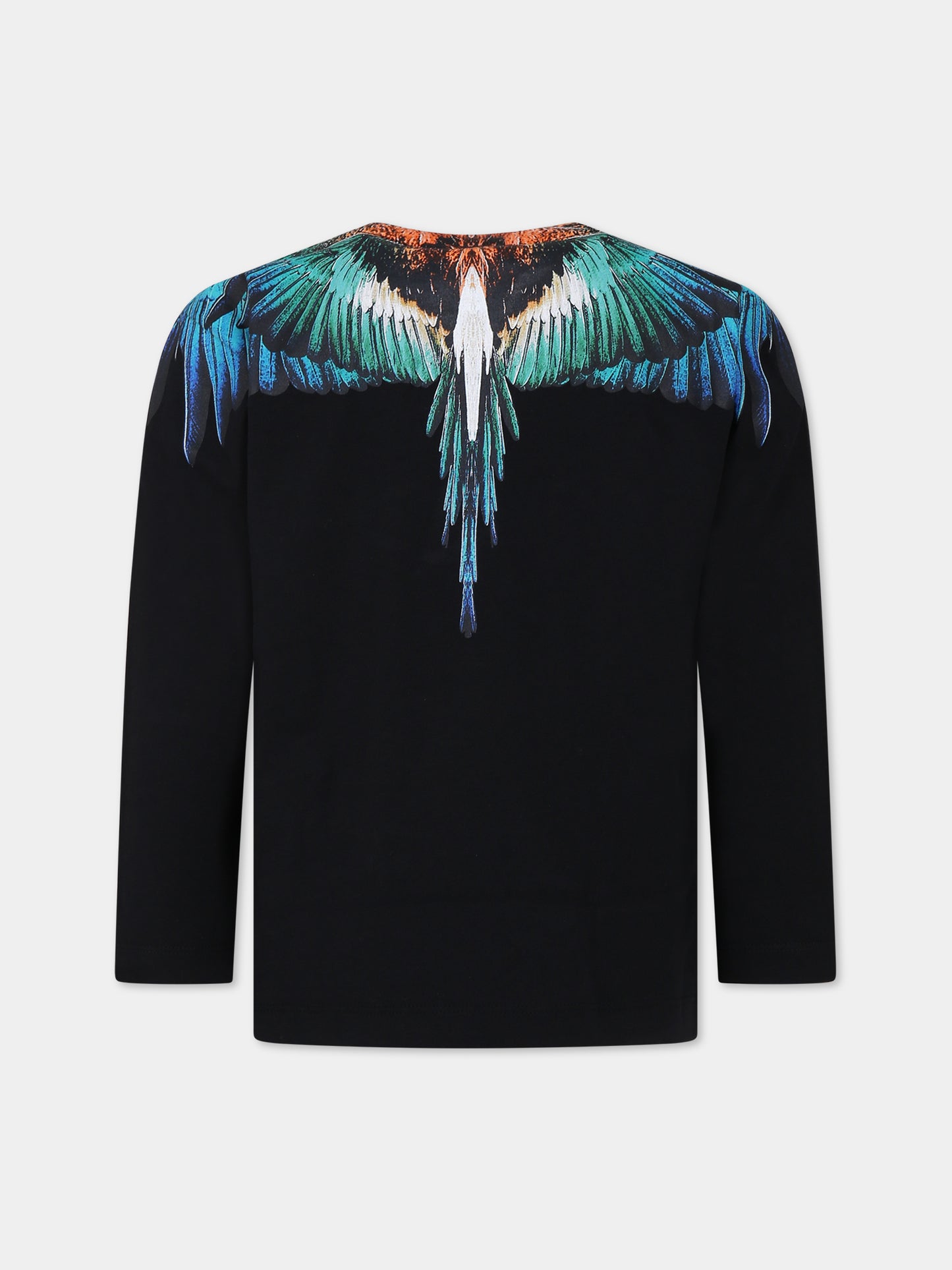 T-shirt nera per bambino con ali,Marcelo Burlon Kids,CBAB004F23JER0011045