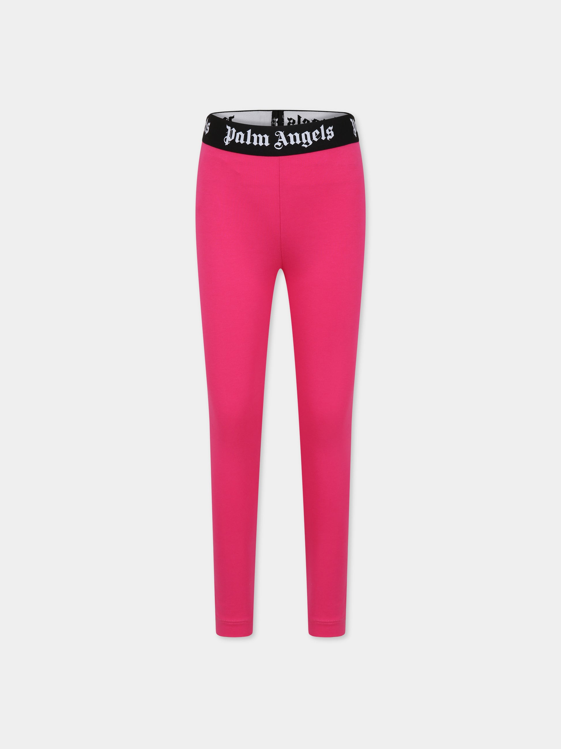 Leggings fucsia per bambina con logo,Palm Angels,PGCD004C99JER0013210