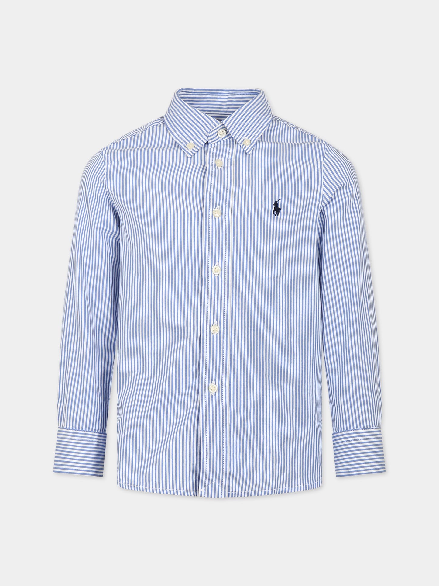 Camicia azzurra per bambino con logo,Ralph Lauren Kids,862260001