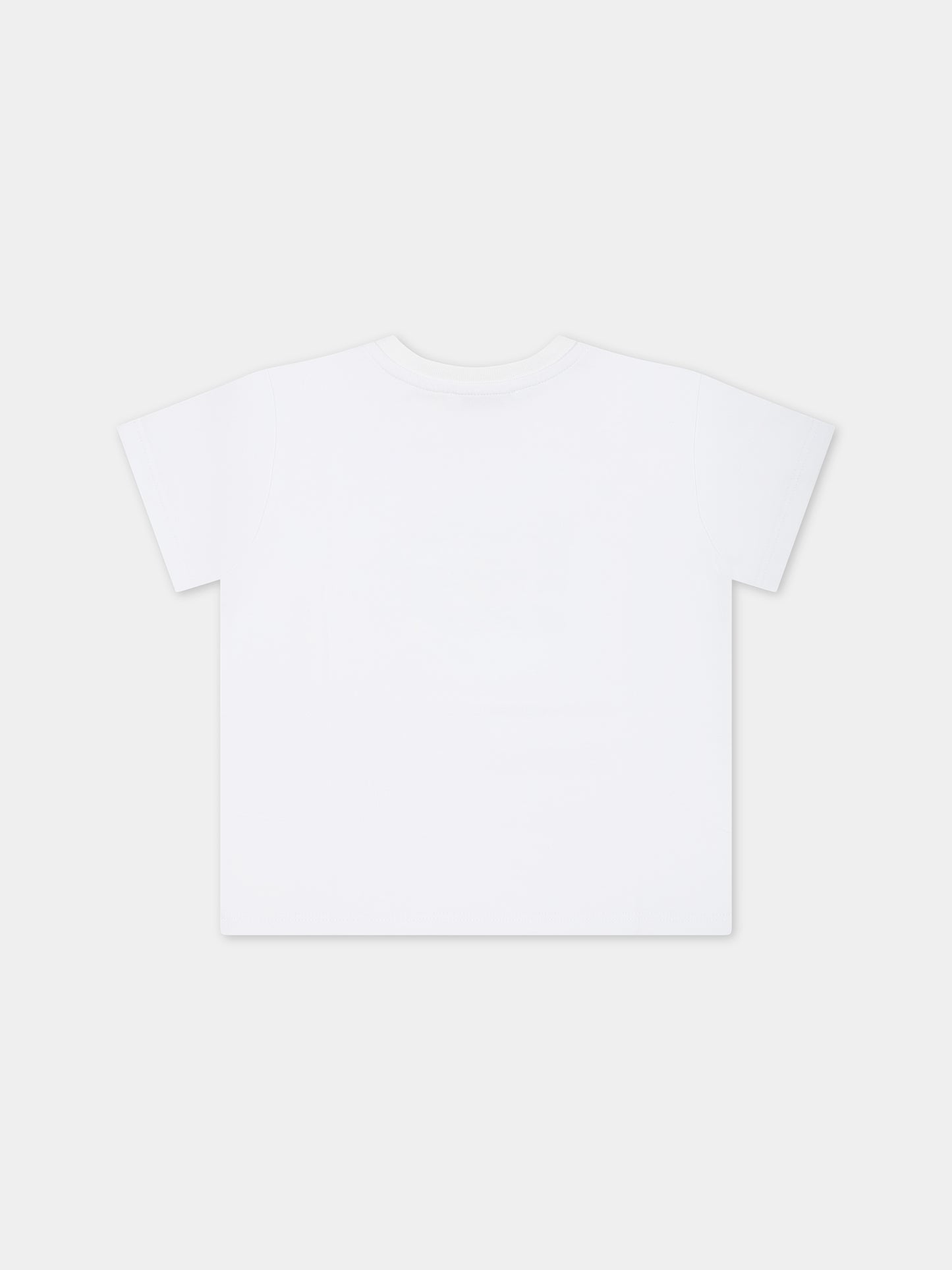 T-shirt bianca per neonato con logo e stampa carretto,Dolce & Gabbana Kids,L1JTEY G7KXV HH4KV