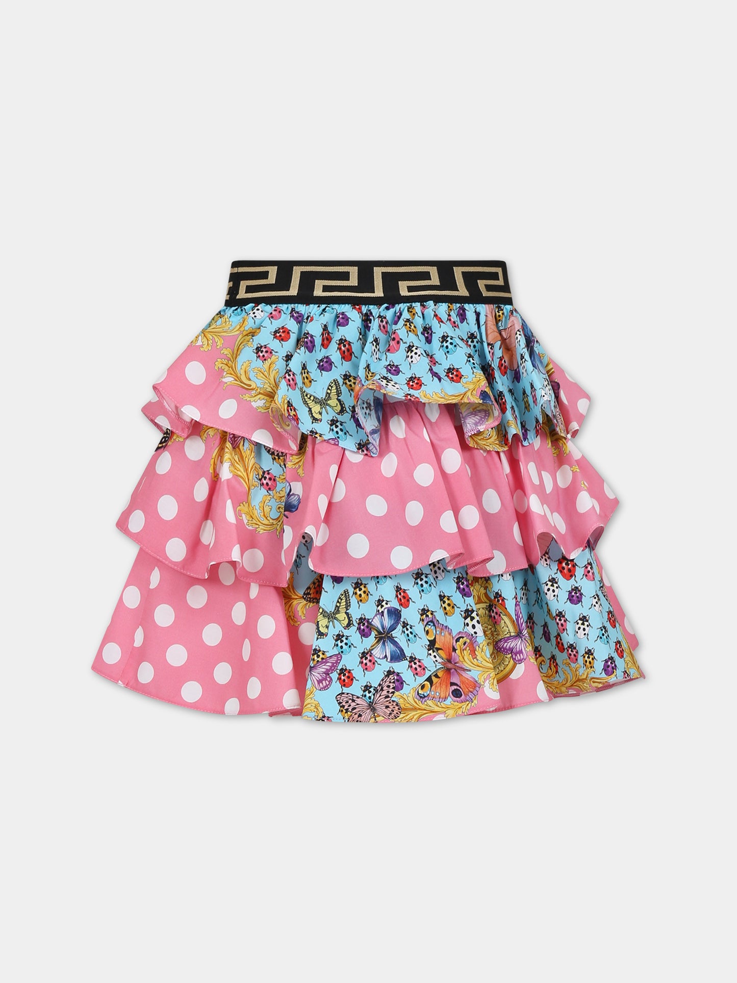 Gonna rosa per bambina con pois,Versace,1011106 1A08129 5X280