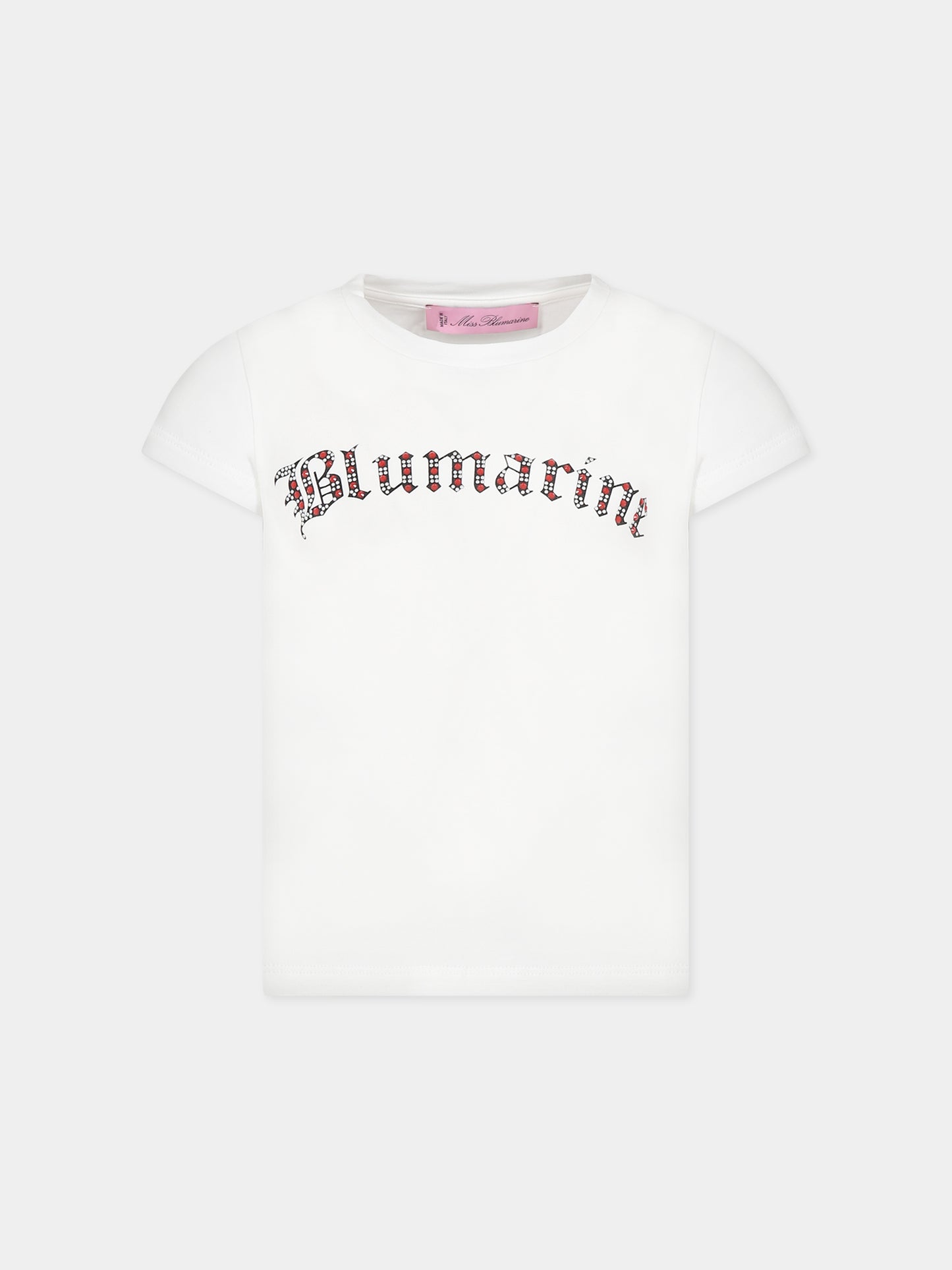 T-shirt avorio per bambina con logo,Blumarine Baby,IF3044 09958