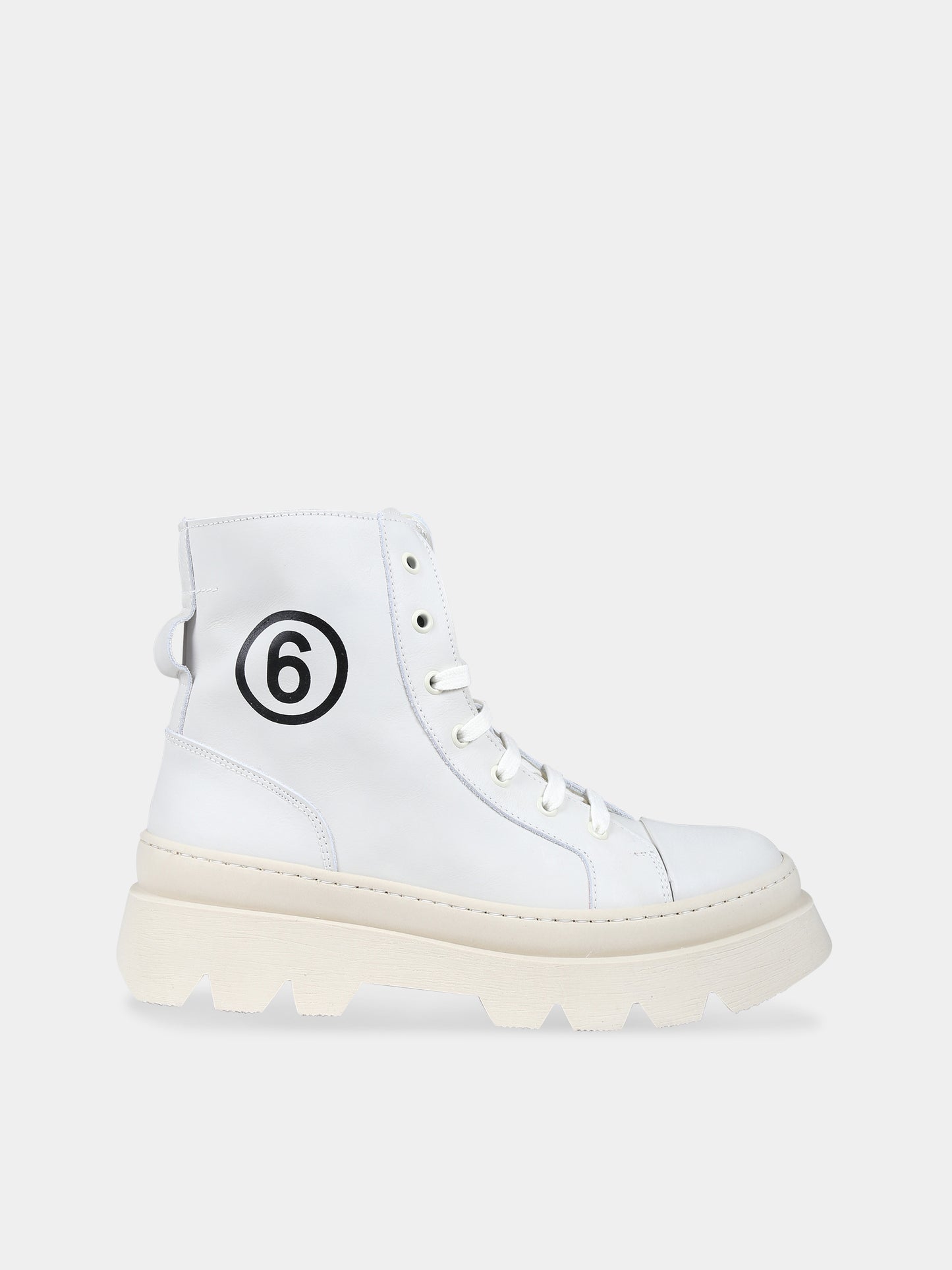 Anfibi avorio per bambina con logo,Mm6 Maison Margiela,75043 1