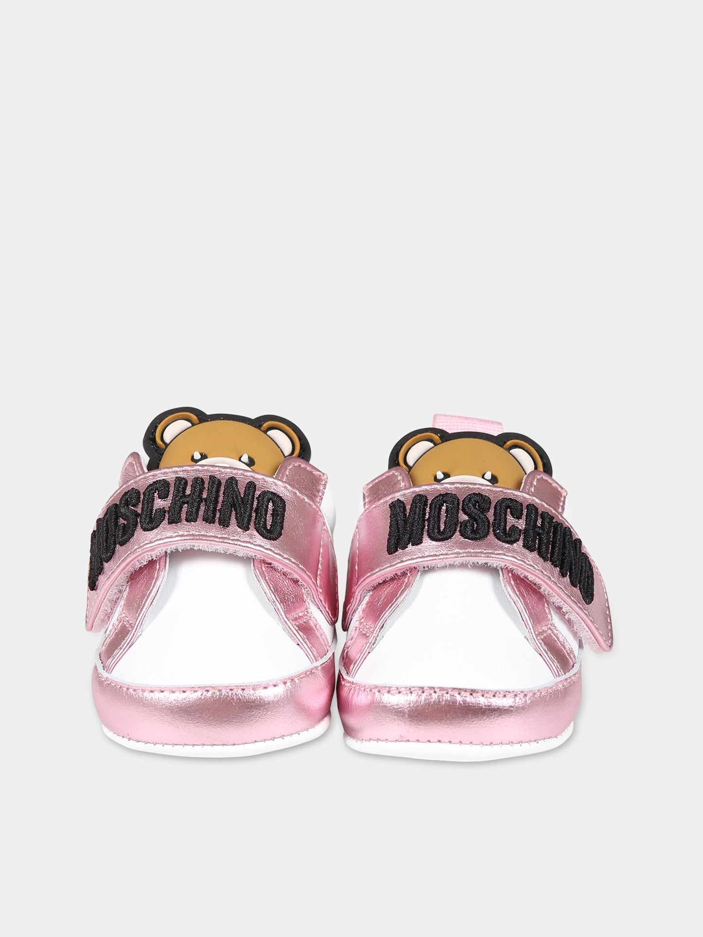Sneakers rosa per neonata con Teddy bear e logo,Moschino Kids,75821 1