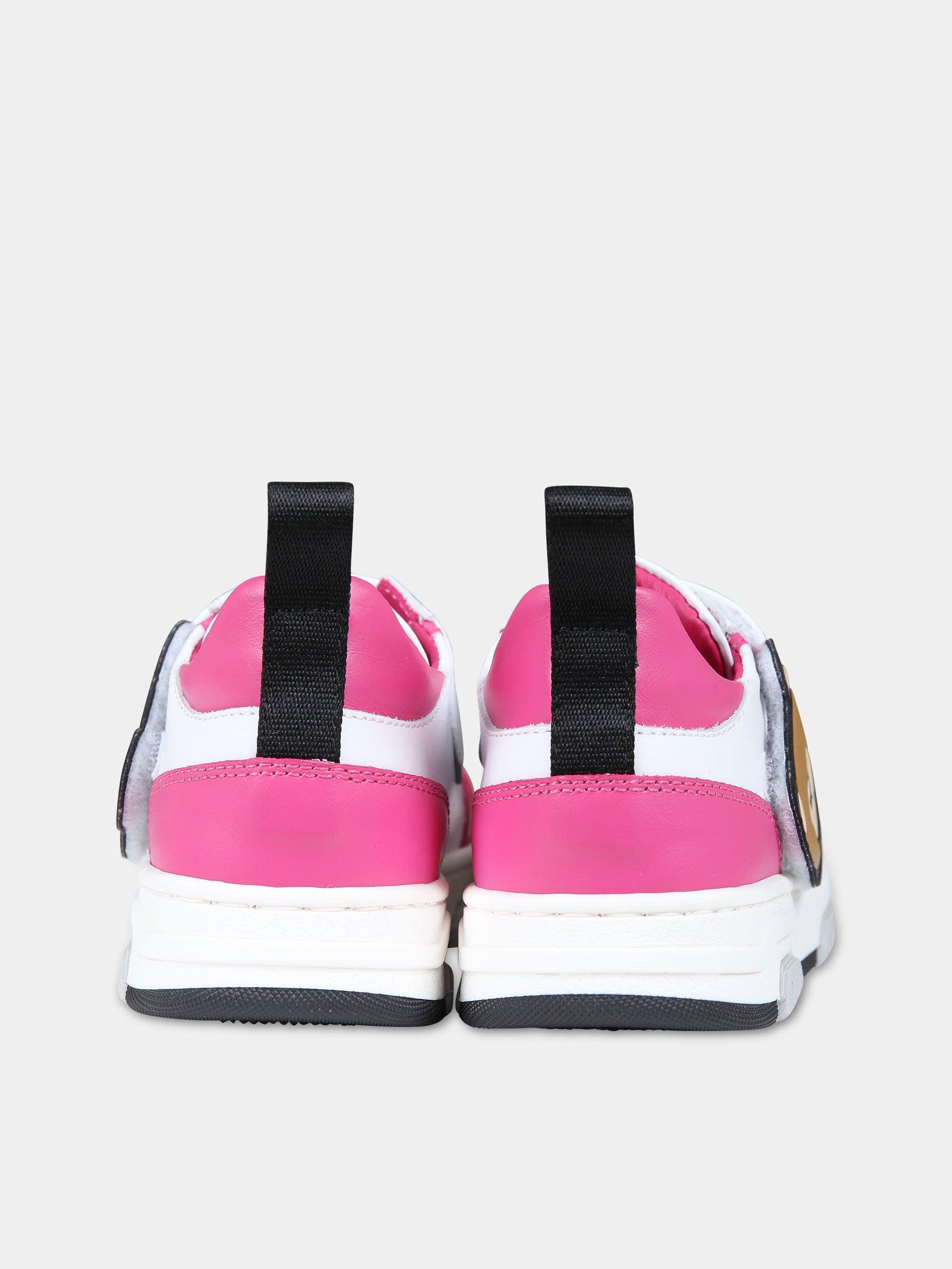 Sneakers fucsia per bambina con Teddy  Bear e logo,Moschino Kids,76016 75898 3