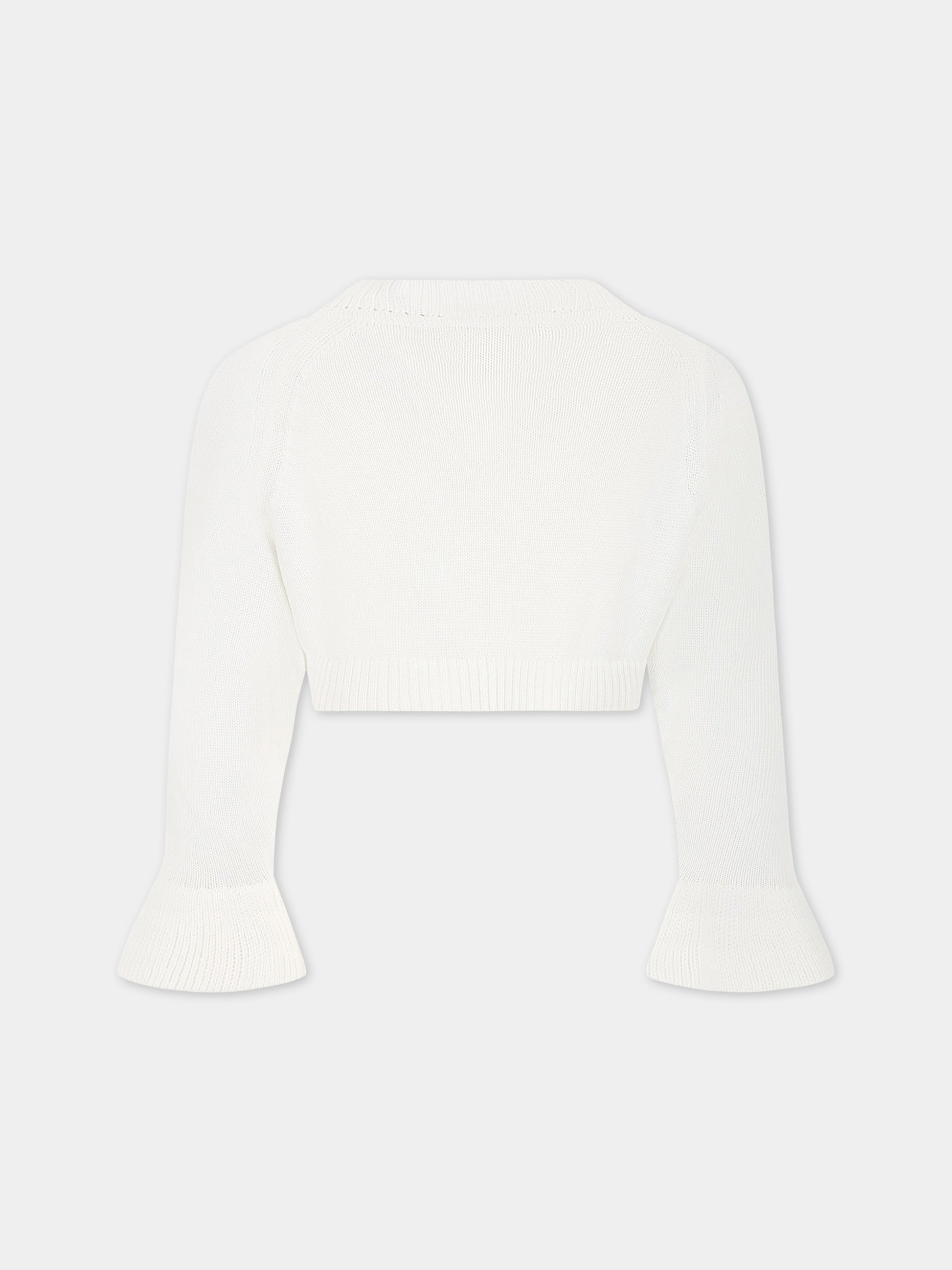 Coprispalla avorio per bambina con fiocco,Raffaella,COC/VOL PANNA