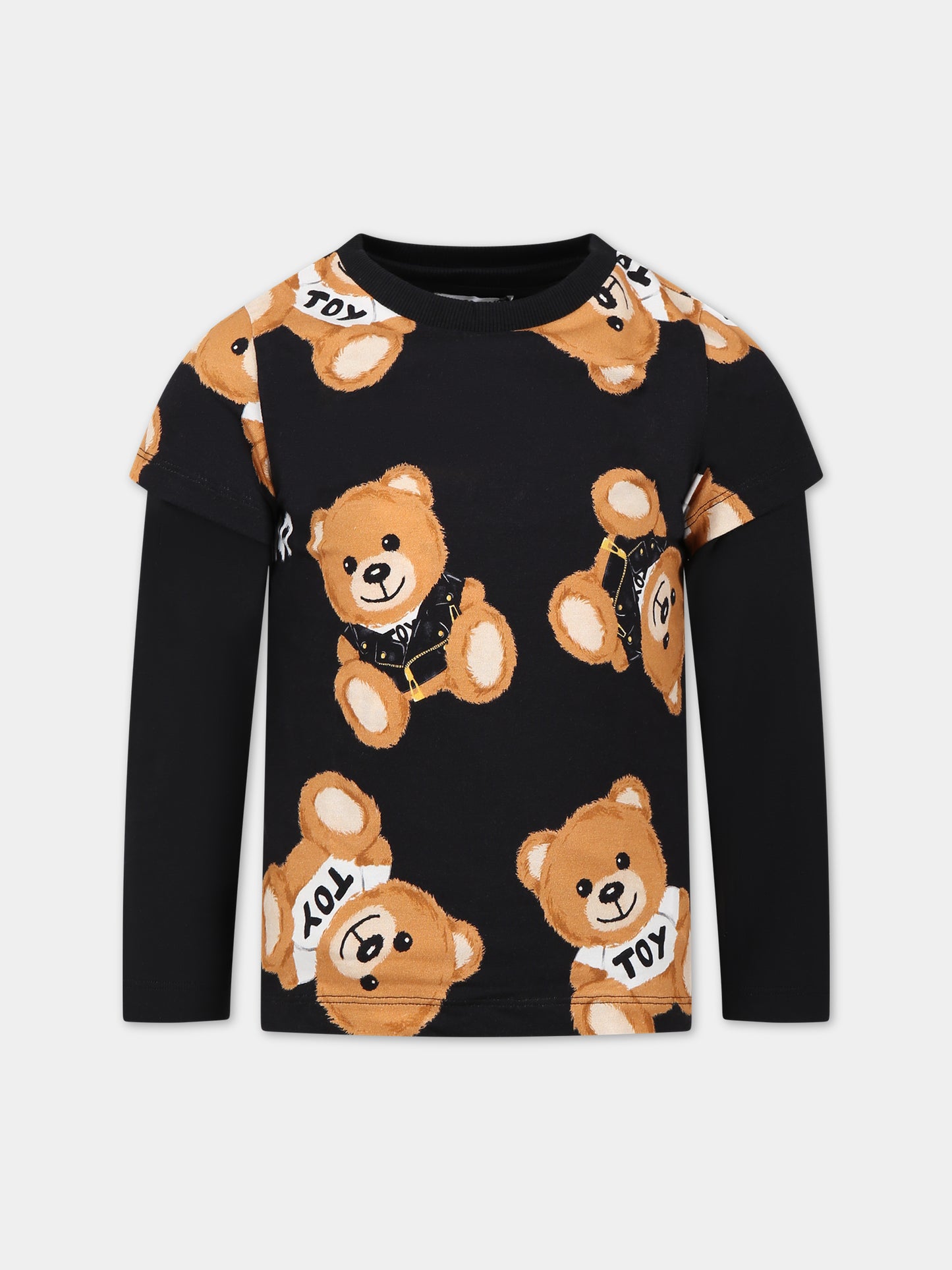 Set nero per bambini con Teddy Bear e logo,Moschino Kids,HOK024 LBBA5 82581