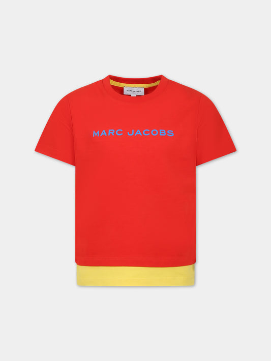 T-shirt rossa per bambino con logo,Little Marc Jacobs,W25601 ROSSO