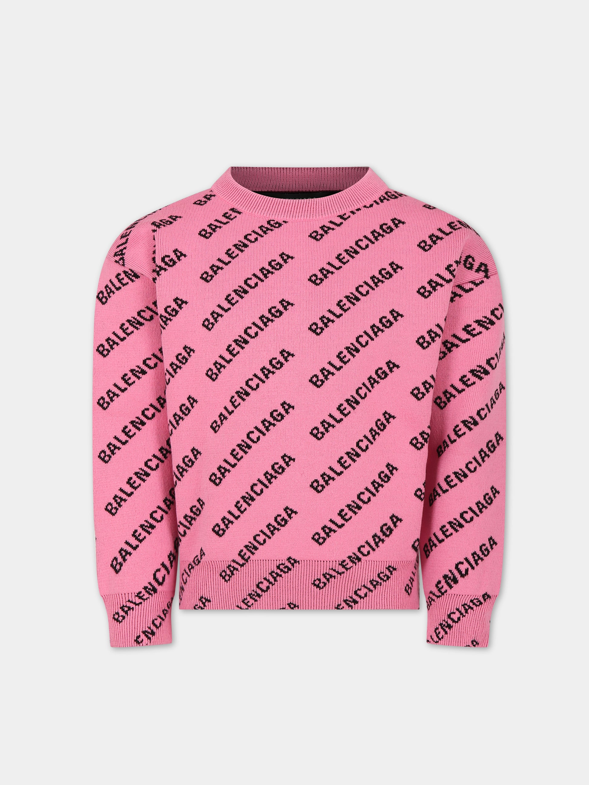 Maglione rosa per bambina con logo,Balenciaga,744377 T3233 5231