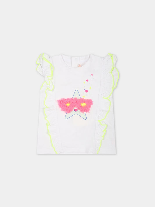 T-shirt bianca per neonata con stampa,Billieblush,U05374 10B