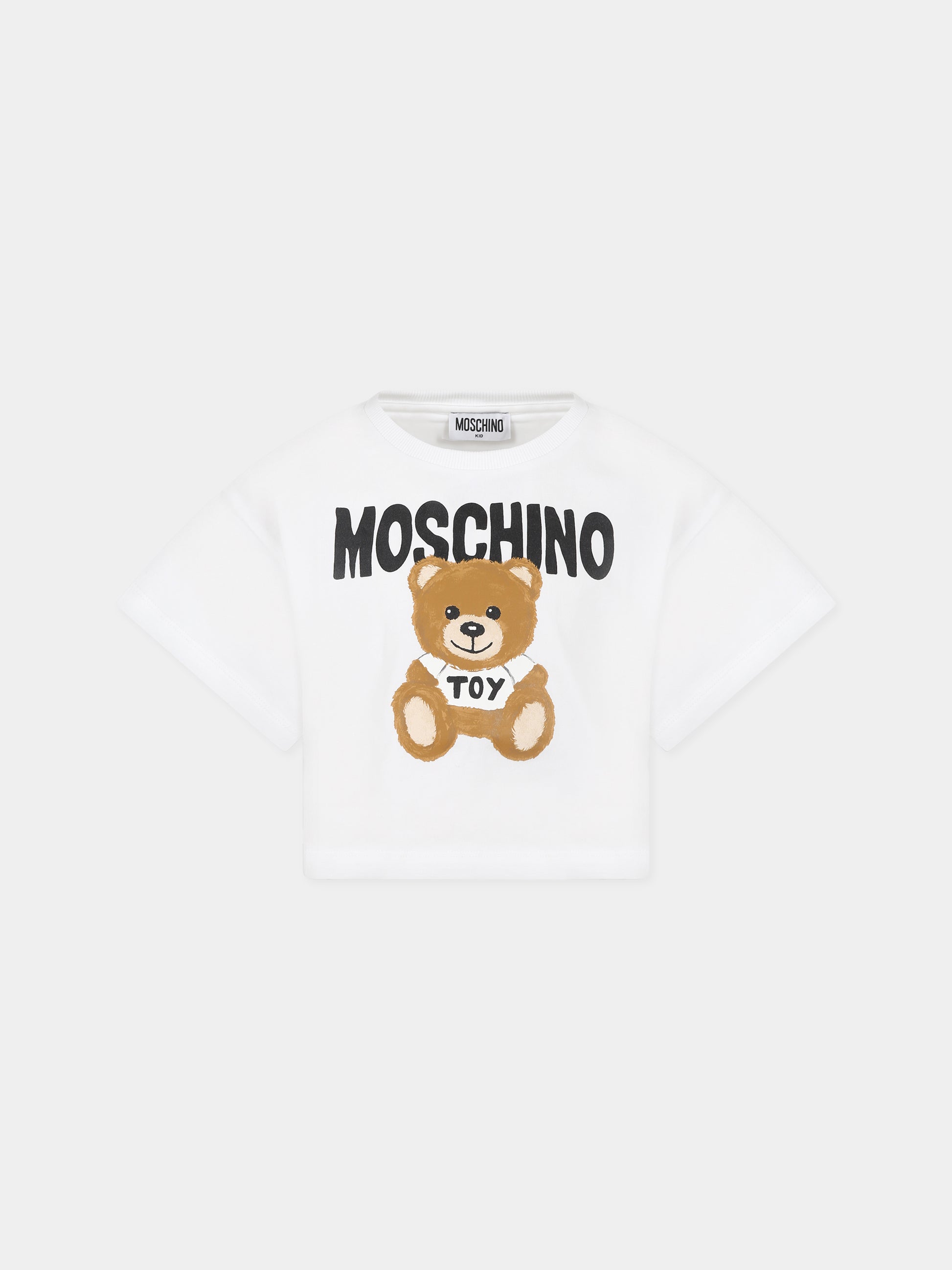 T-shirt bianca per bambina con Teddy Bear,Moschino Kids,HDM04X LBA10 10101